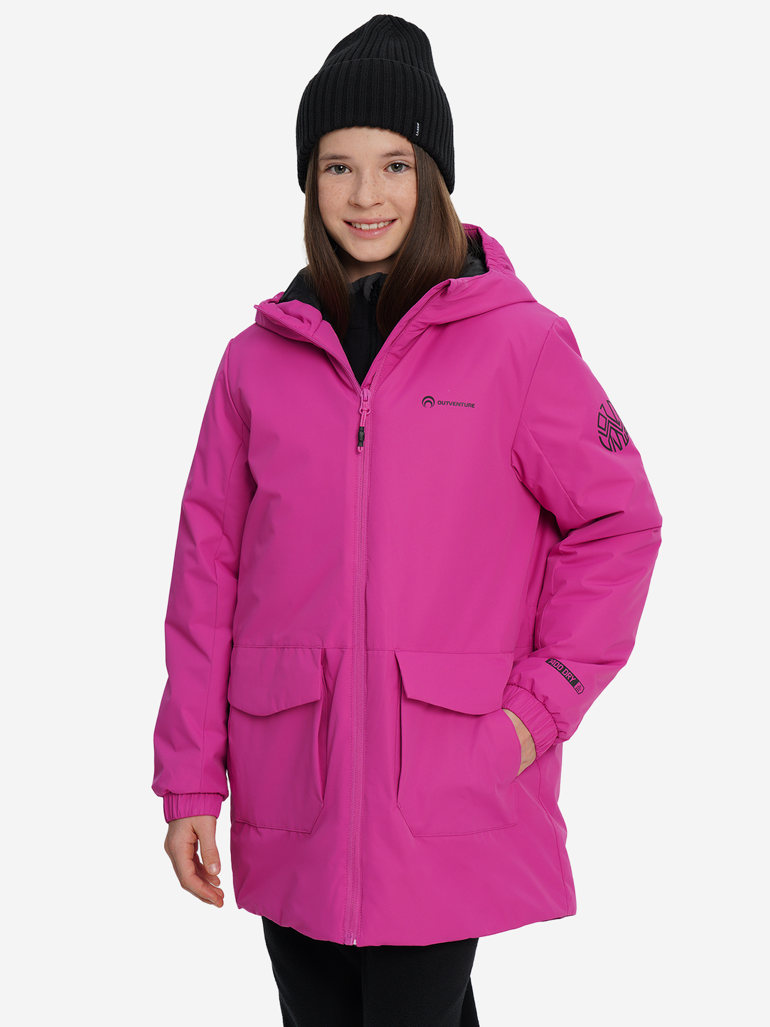 Изображение товара Детская утепленная зимняя куртка для девочек Outventure Фуксия, водонепроницаемая, утепленная