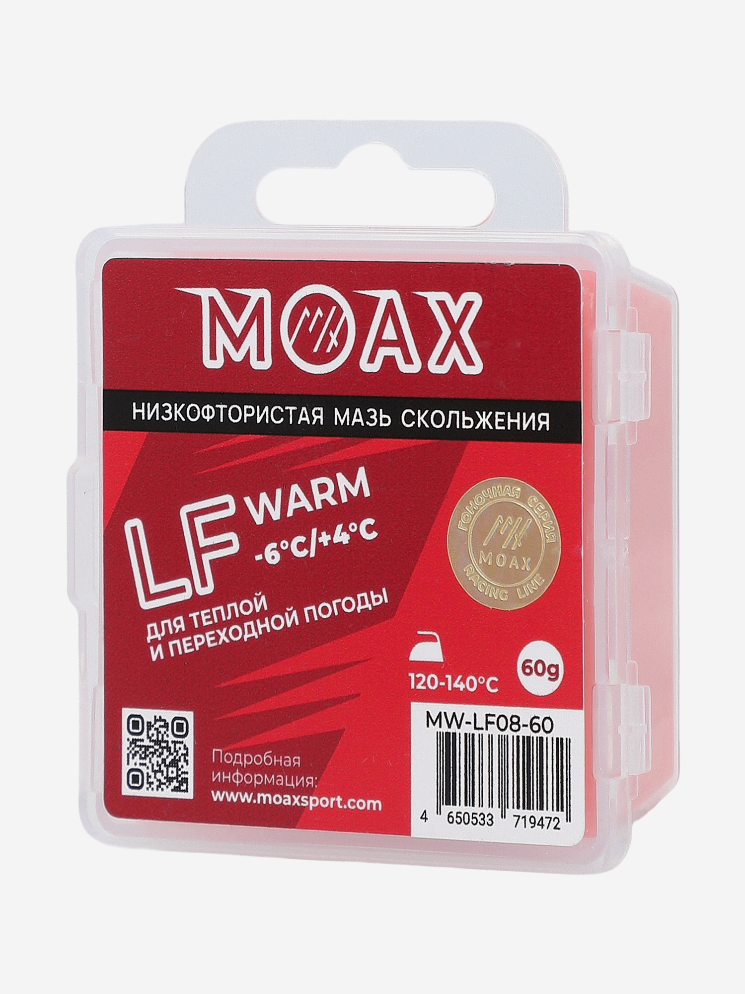 Мазь скольжения для беговых лыж Moaxsport LF Warm, 60 г, Красный