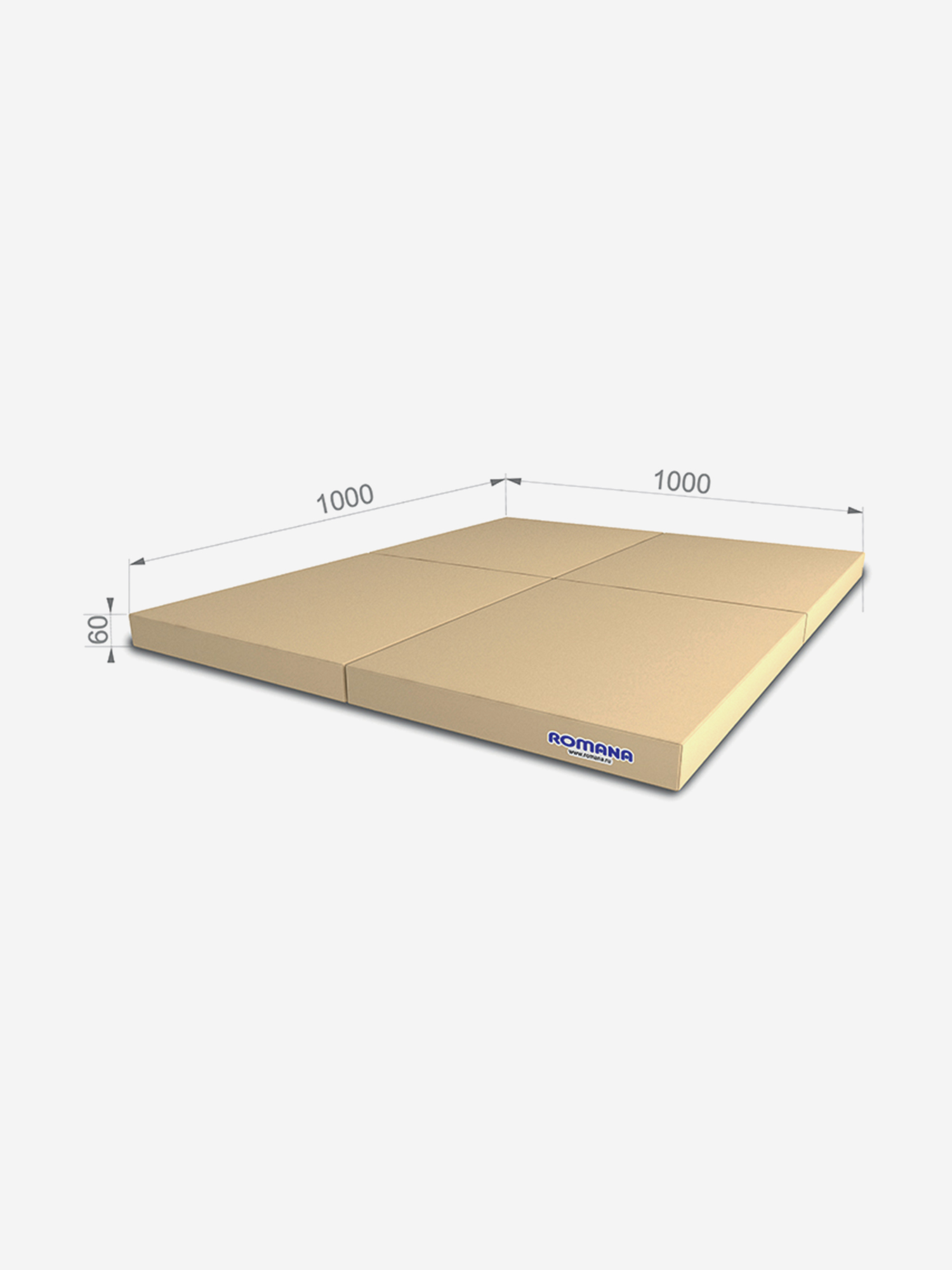 Изображение товара Мягкий гимнастический мат для детей 100х100х10 см поролон безопасный