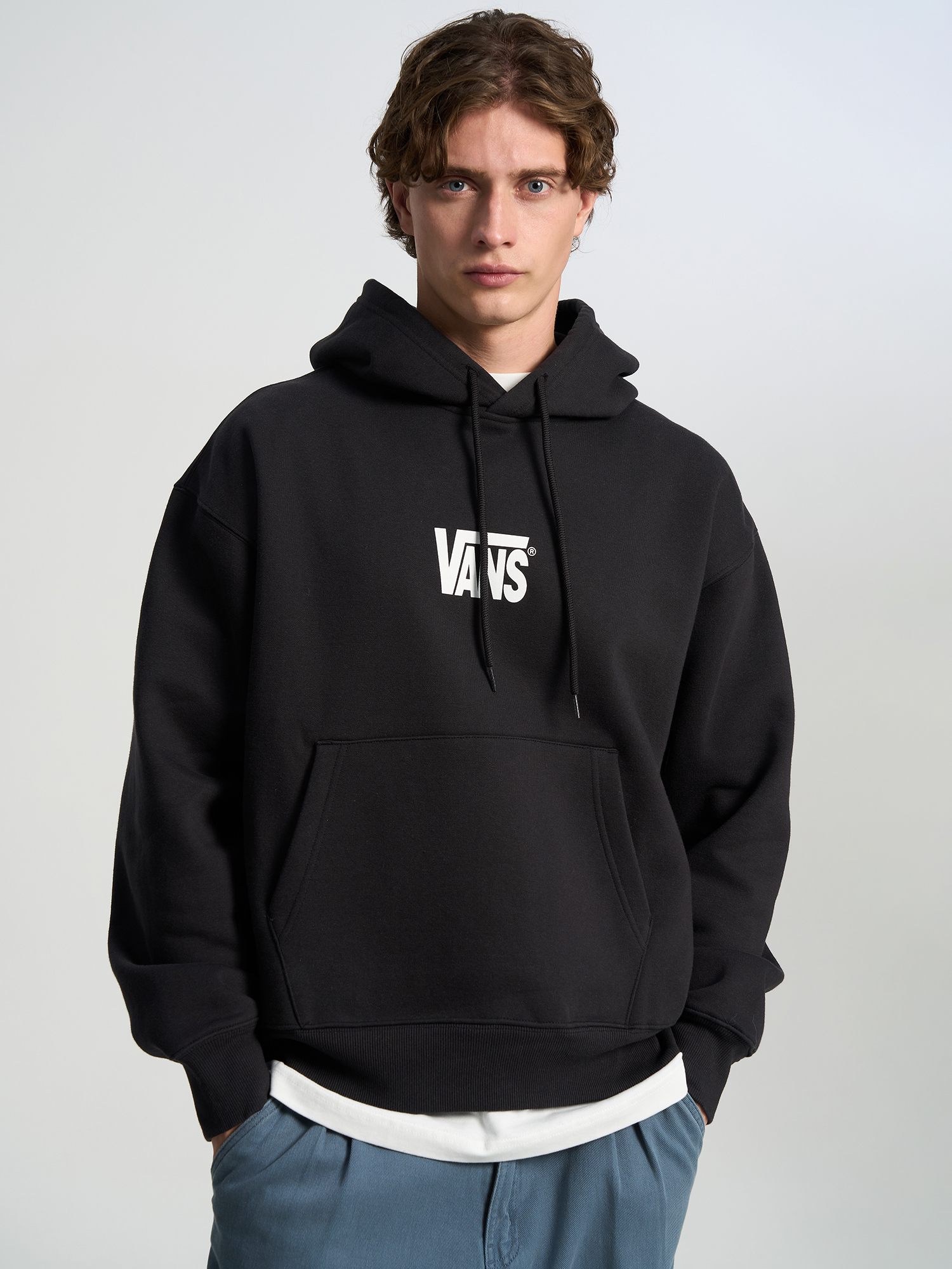 Худи мужское Vans Stretch Logo Pullover, Черный