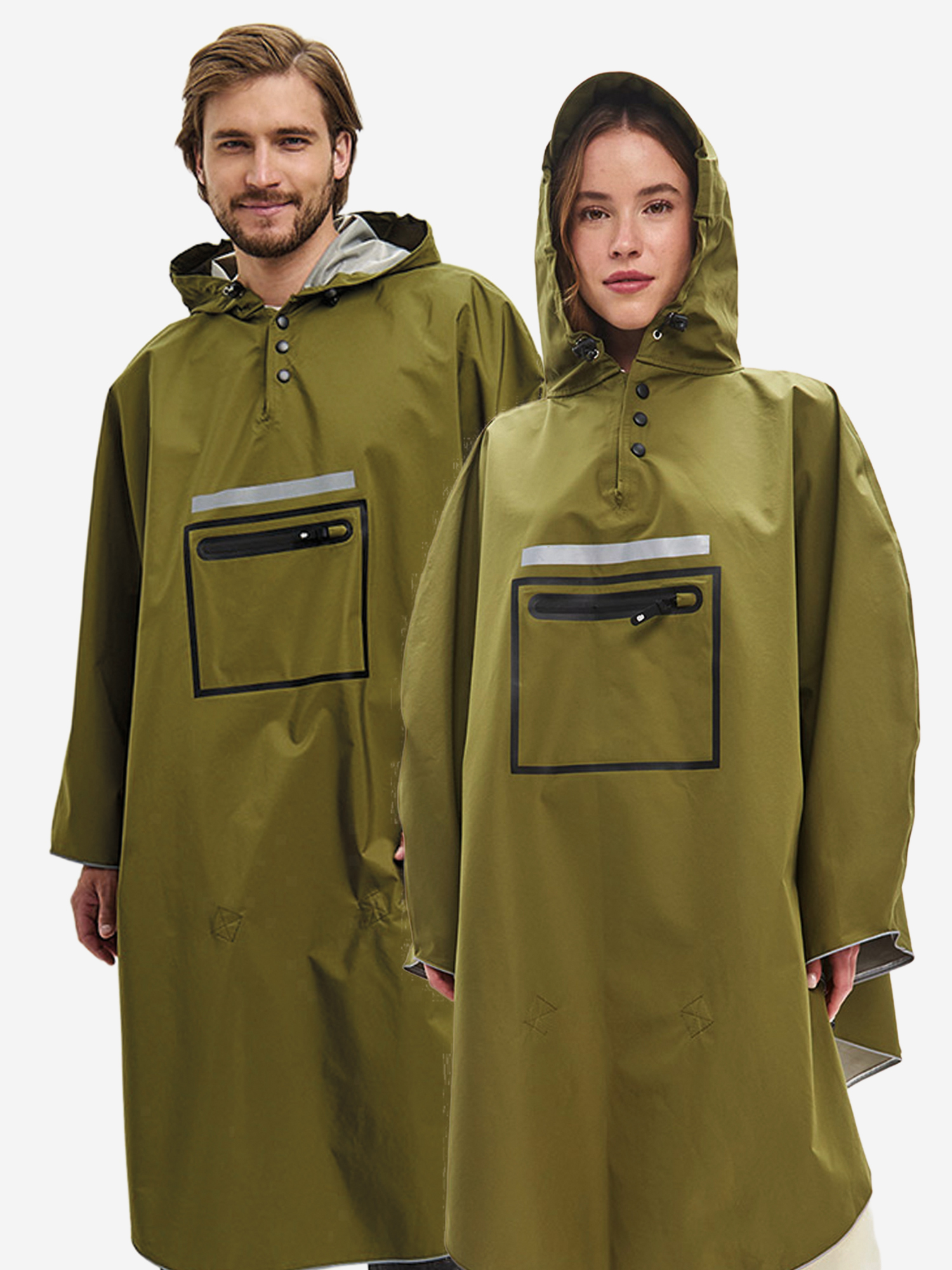 Изображение товара Дождевик плащ пончо унисекс Reinar Gamp с капюшоном демисезонный, Хаки