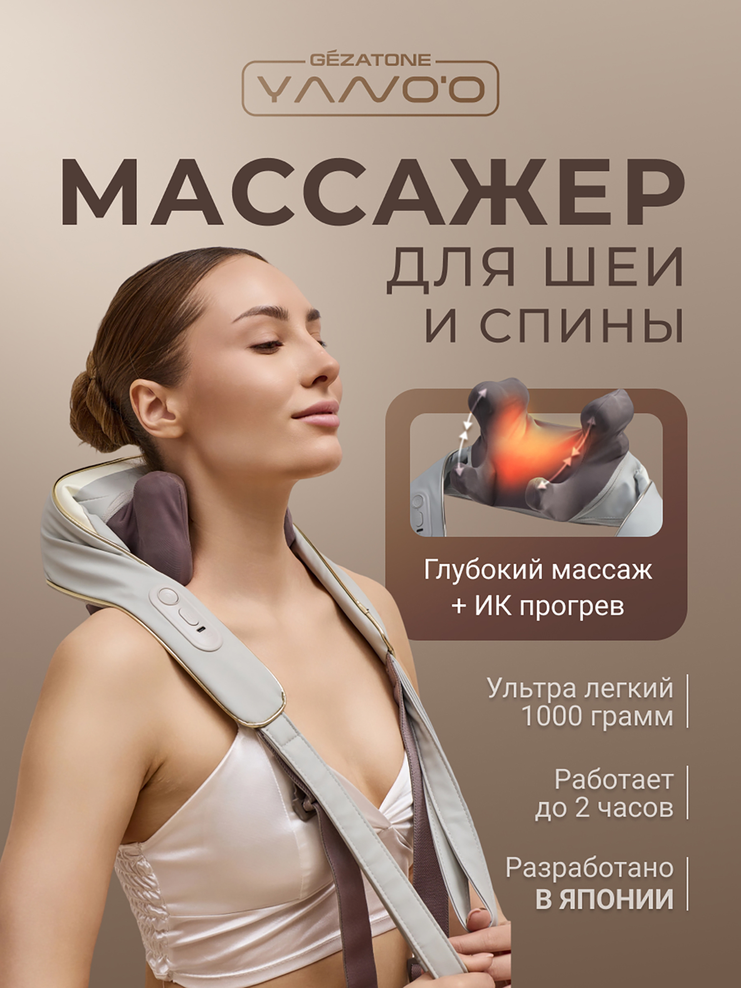 Изображение товара Массажер роликовый для шеи и плеч ZenPro AMG496 Gezatone