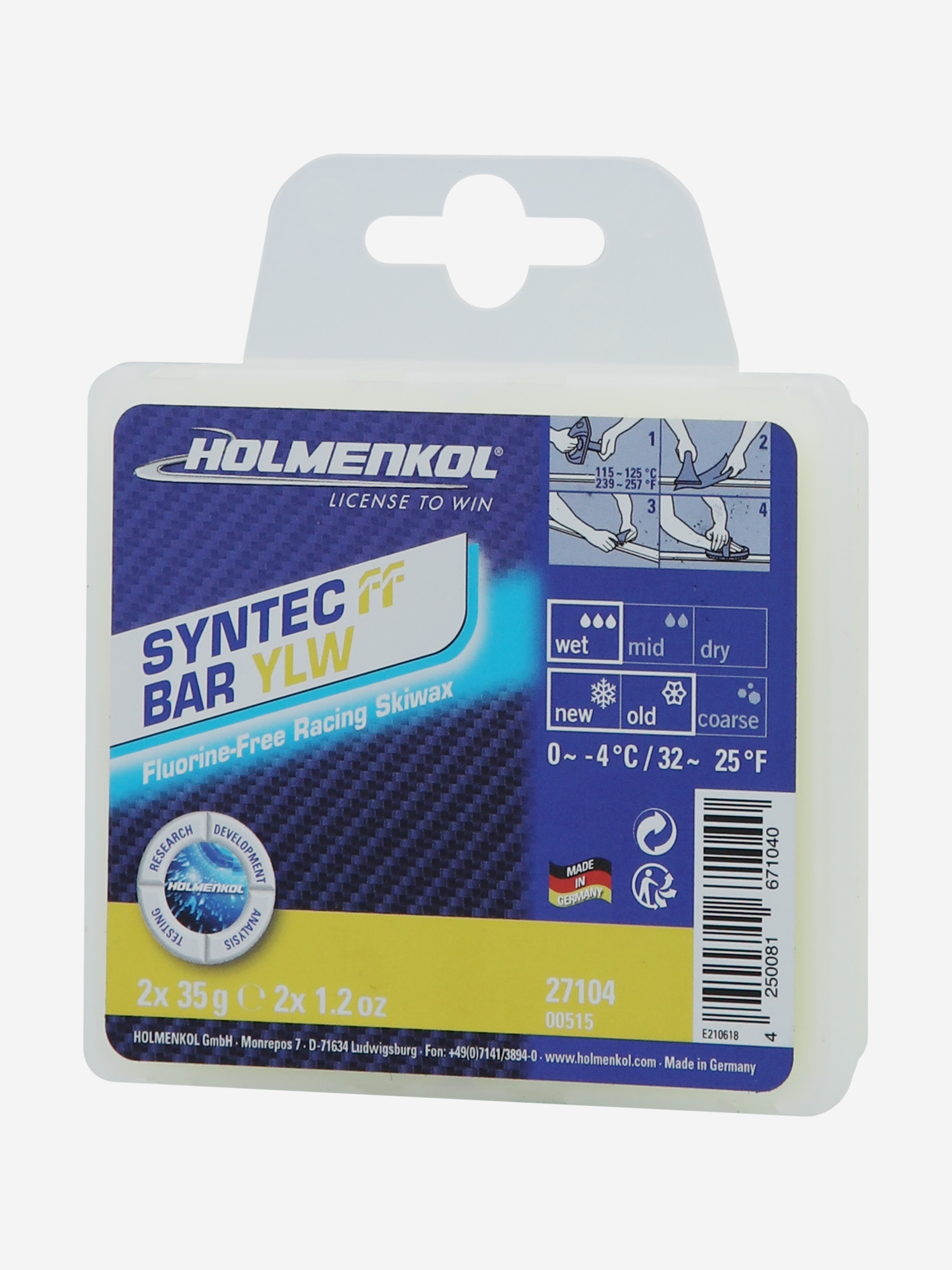 

Мазь скольжения Holmenkol Syntec FF, 70 г, Желтый