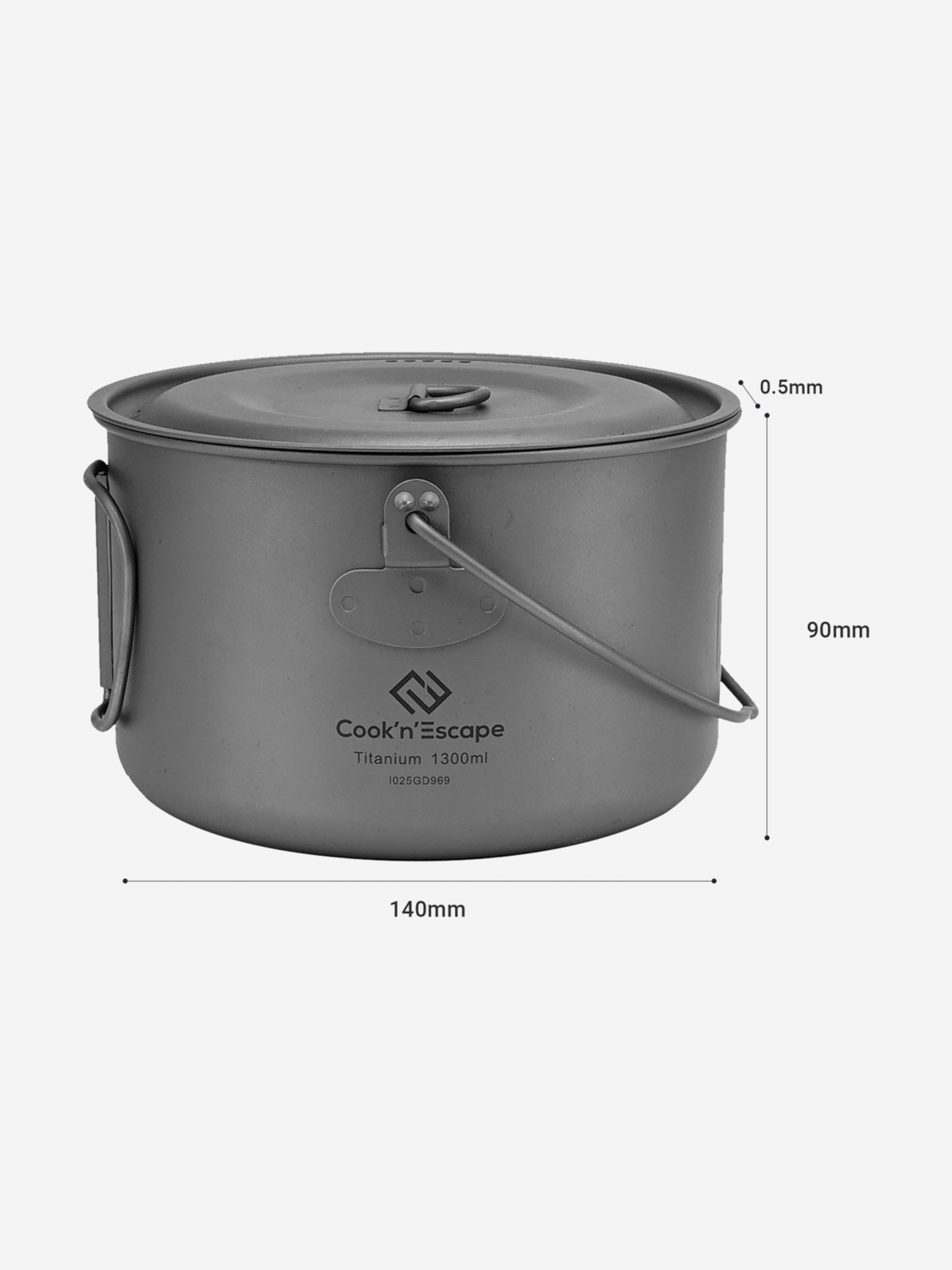

Кастрюля-котелок c крышкой CA2115 1300ml Titanium hanging pot, Серебряный