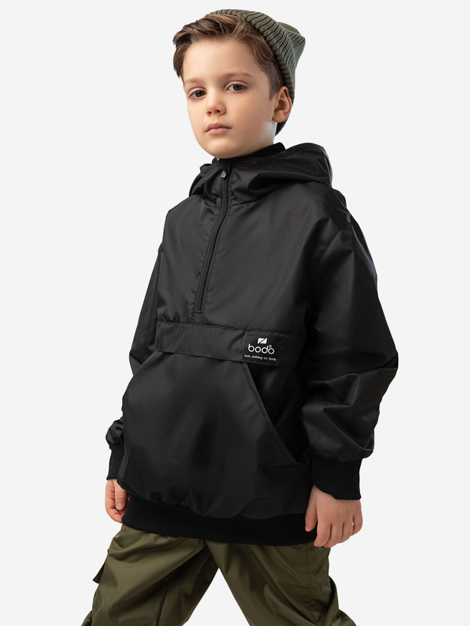 Изображение товара Ветровка-анорак bodo черного цвета для детей