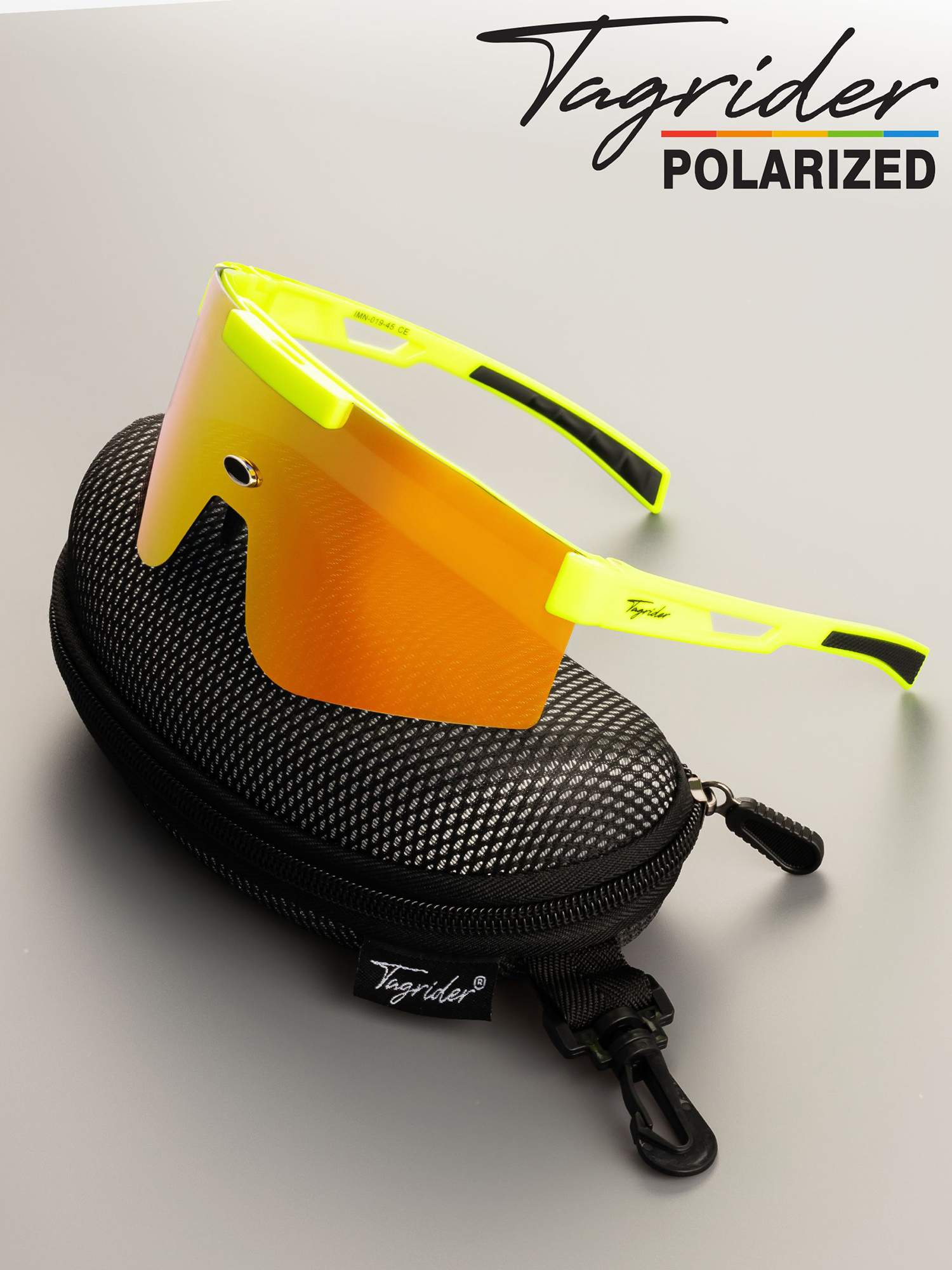 Изображение товара Очки поляризационные, солнцезащитные, антибликовые Tagrider в чехле IMN-019-45 Gold Red Mirror, Красный/желтый