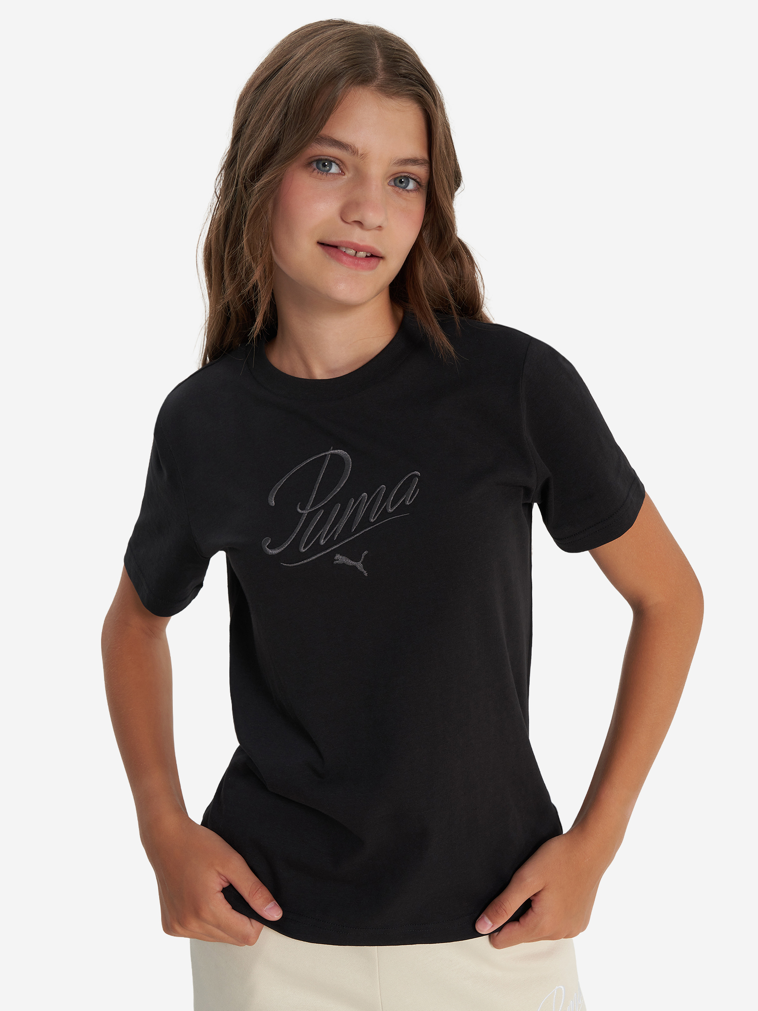 Футболка для девочек PUMA Ess Script, черный, арт. 23335