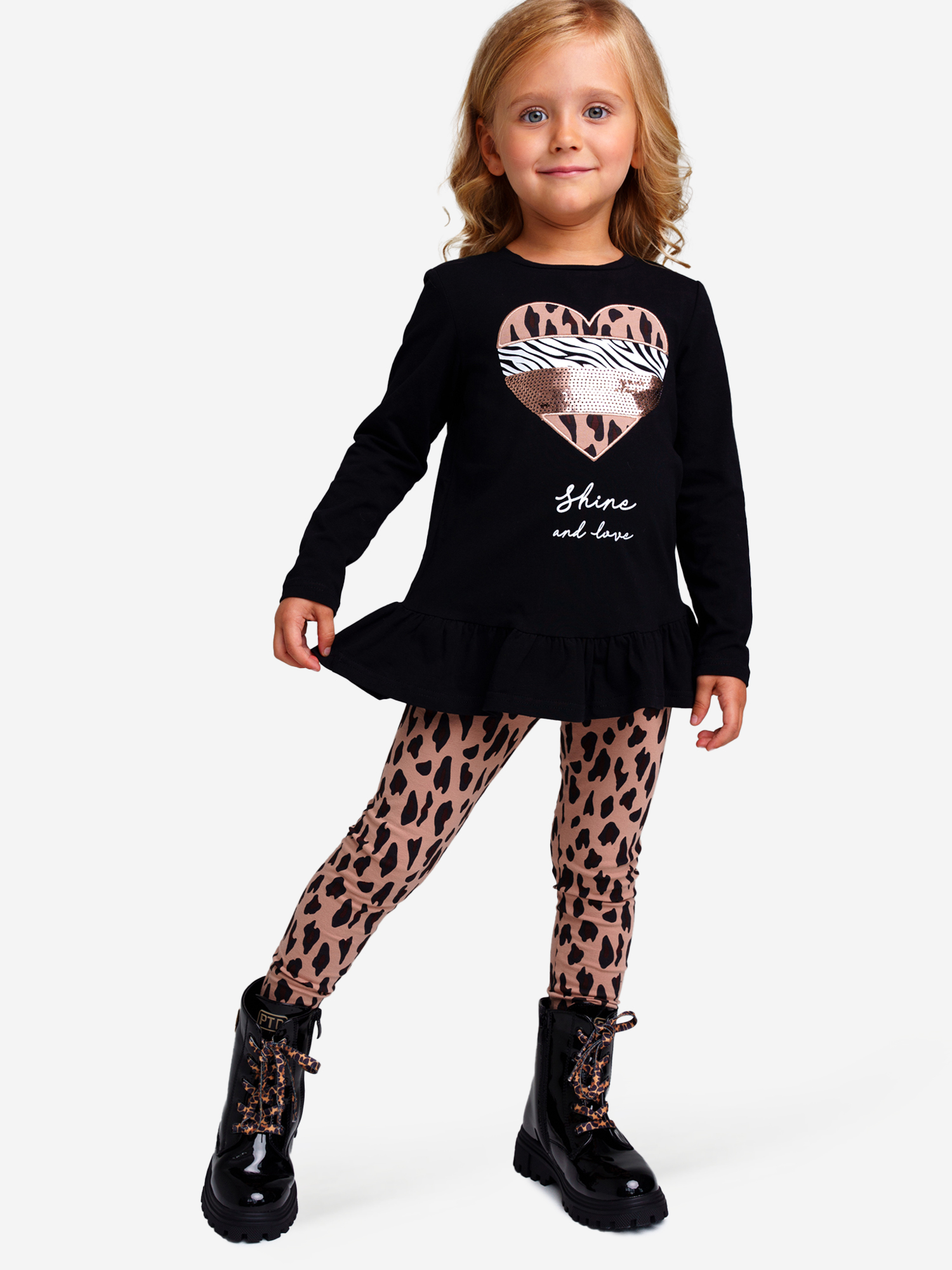 Изображение товара Комплект для девочки лонгслив и легинсы PlayToday всесезонный комфортный