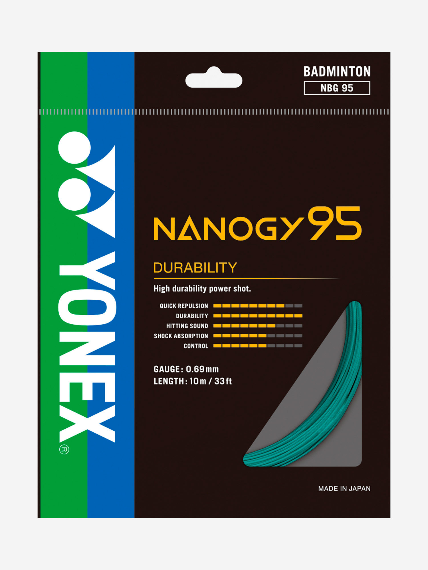 

Струна для бадминтона Yonex Nanogy 95 BG, 10м., Синий