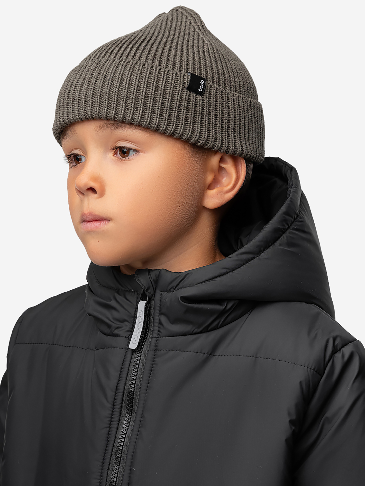 Изображение товара Вязаная шапка bodo хаки для детей мужская зимняя демисезонная стильная