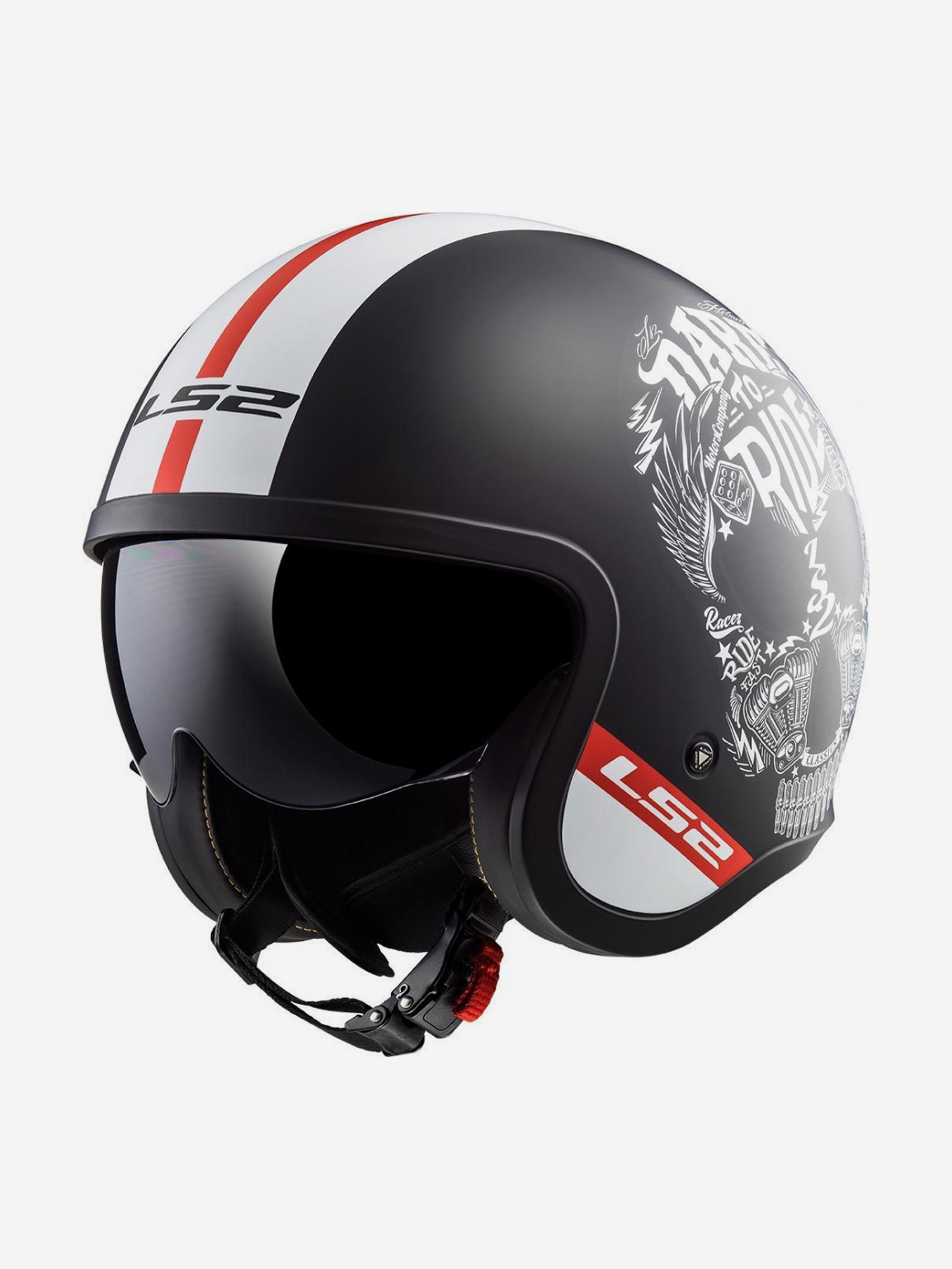 

Мотошлем LS2 OF599 SPITFIRE INKY (черно-белый матовый), Черный
