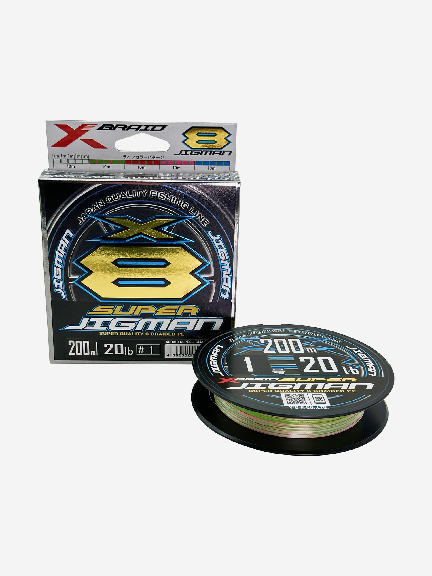 

Шнур YGK X-Braid Super Jigman X8 200м Multicolor #1.0, 0.165мм, 20lb, 9.0кг, Мультицвет