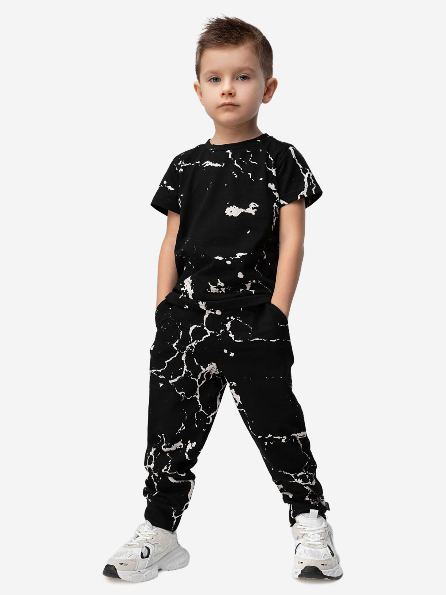 Изображение товара Костюм для девочек bodo черный с мраморным принтом всесезонный