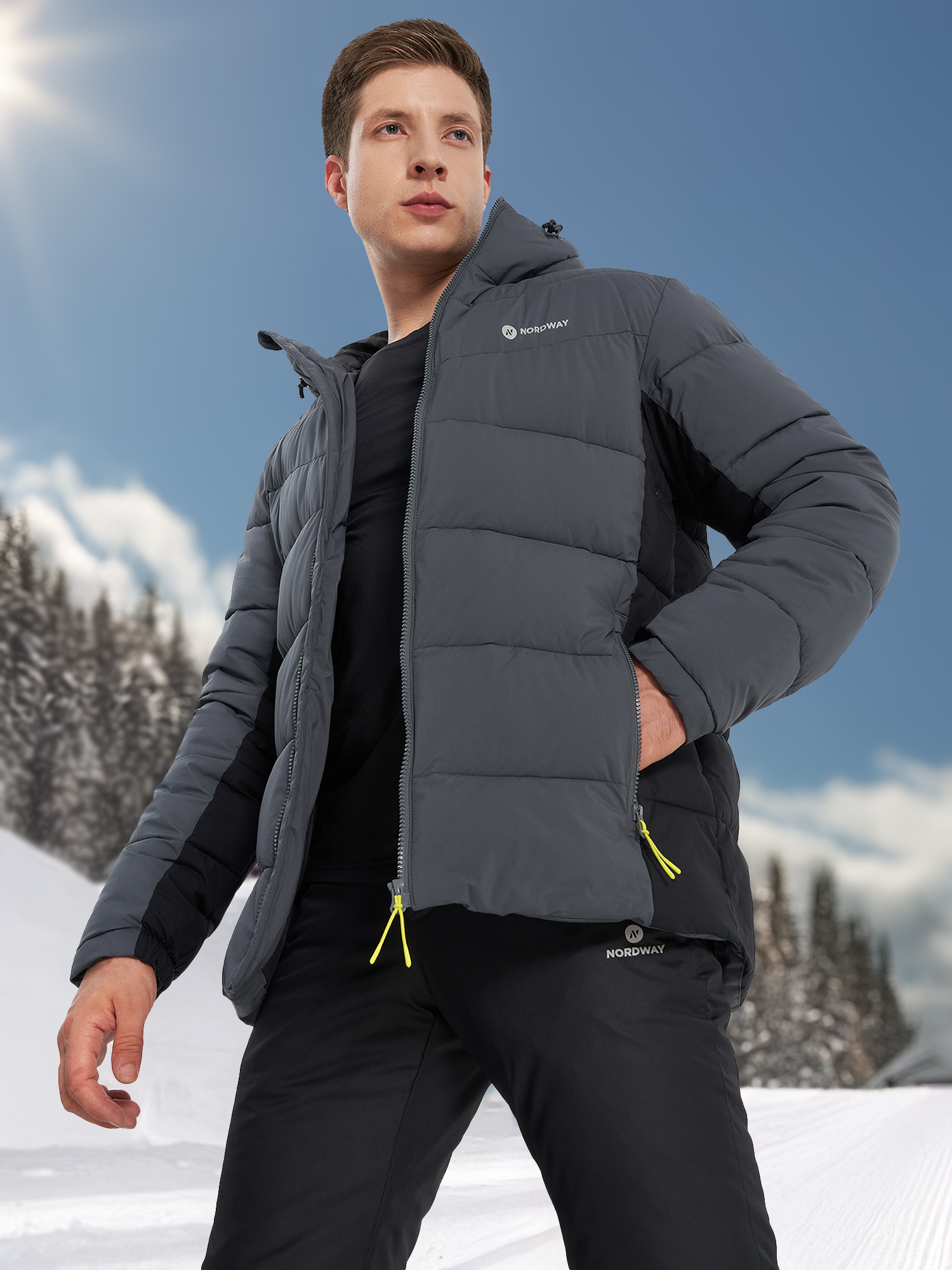 Пуховик мужской Nordway, серый, арт. 138171ndw-ab