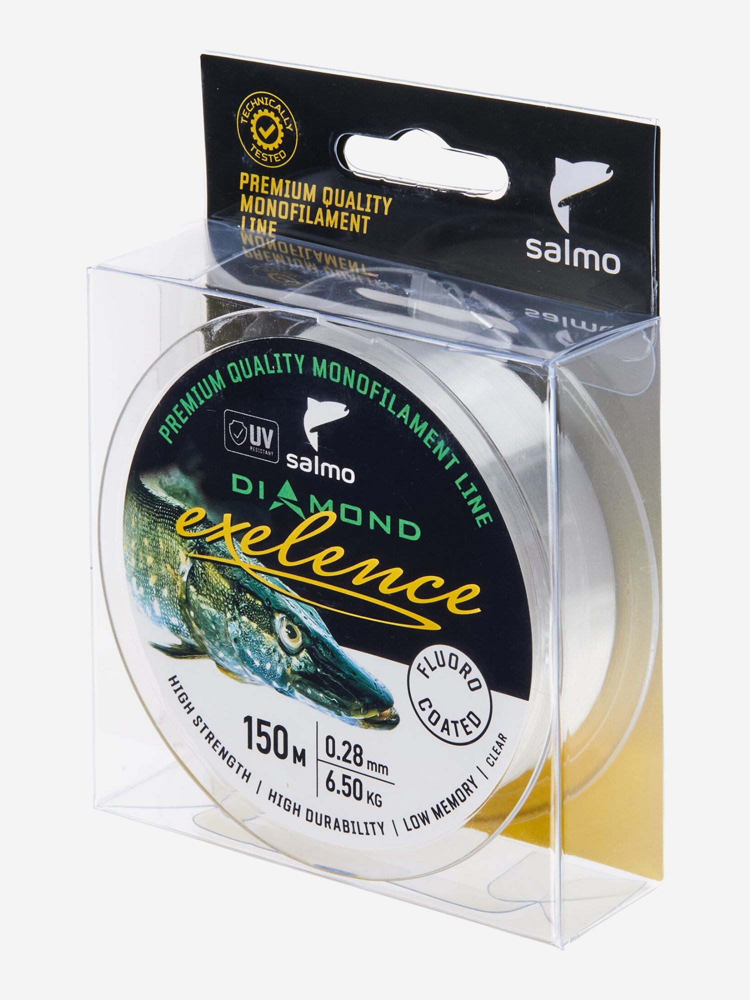 Изображение товара Леска флюорокарбон для летней рыбалки Salmo Diamond EXELENCE FLUORO COATED Clear монофильная длина 150 м, диаметр 0,28 мм, Белый