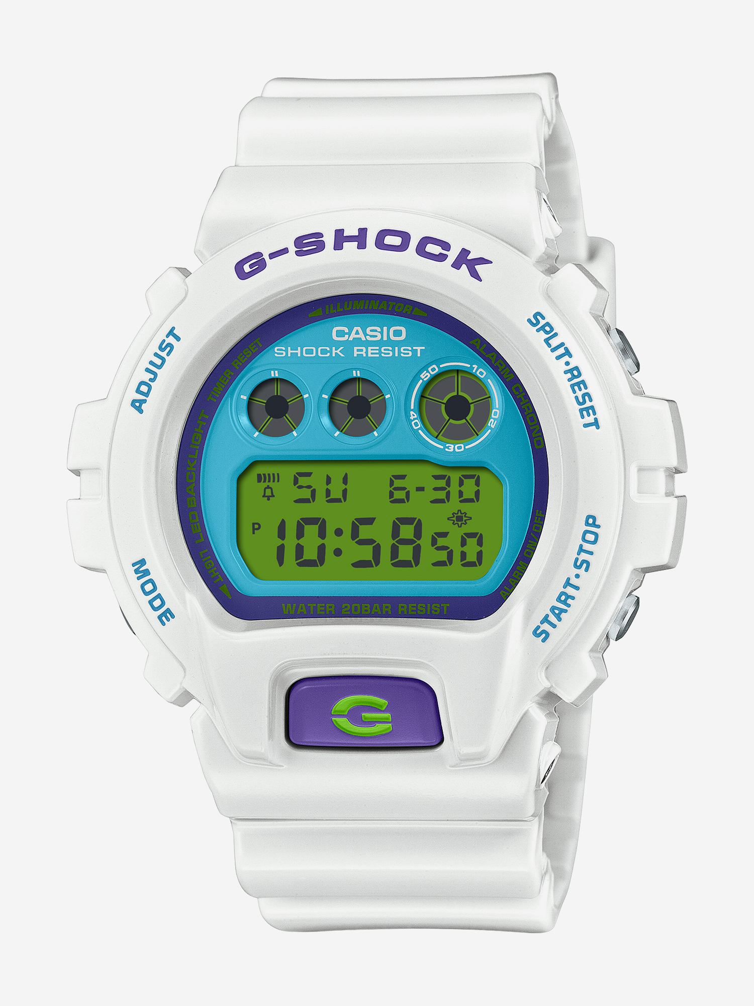 Изображение товара Спортивные часы Casio G-SHOCK DW-6900RCS-7E Белые с подсветкой, 200 м водозащиты