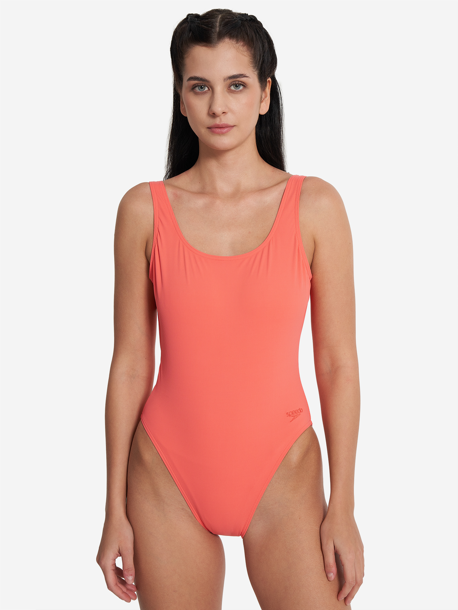 фото Купальник слитный женский speedo textd belted deep, оранжевый