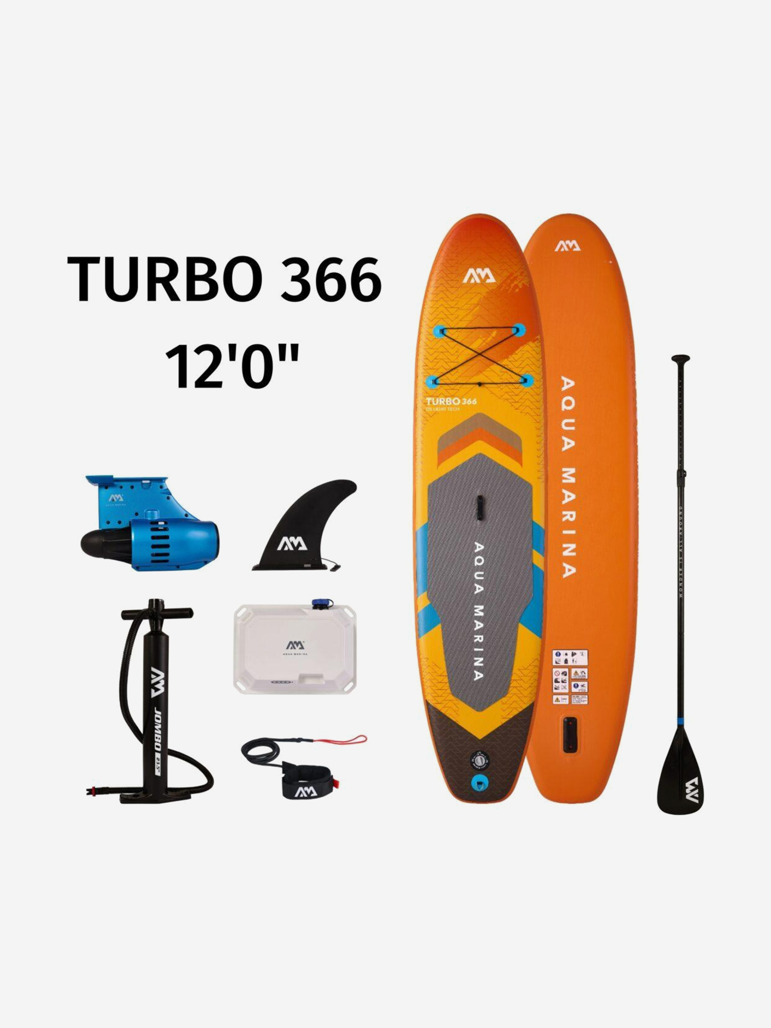 Изображение товара Сапборд двухслойный Aqua Marina Turbo 366 см, Оранжевый/серый