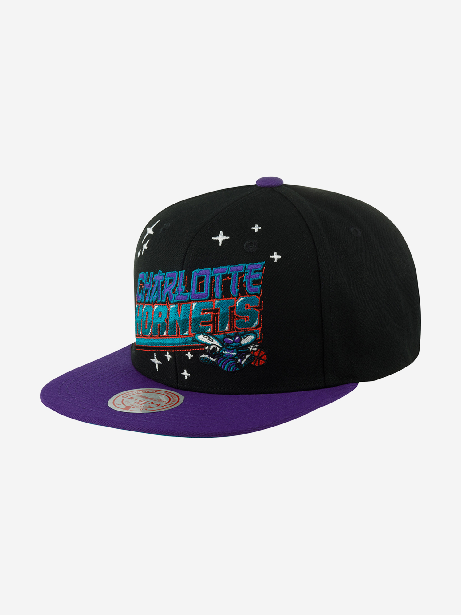 Изображение товара Бейсболка с прямым козырьком MITCHELL NESS HHSS5472-CHOYYPPPBLCK Charlotte Hornets NBA