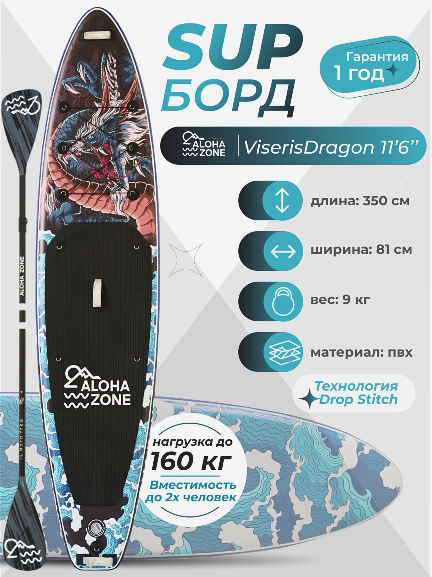 

Сапборд ViserisDragon 11,6``, Черный