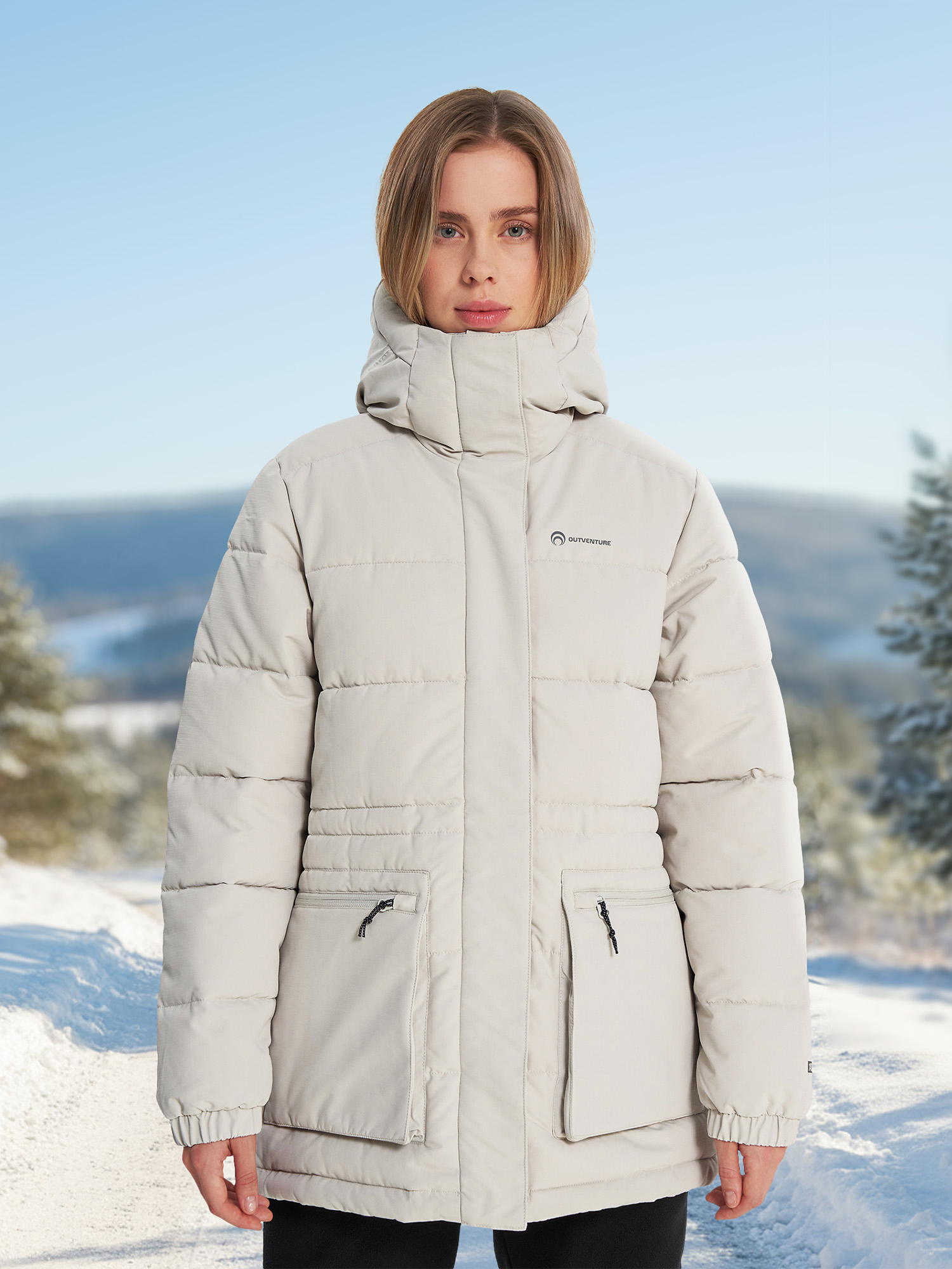 Пуховик женский Outventure, серый, арт. 137548out-90