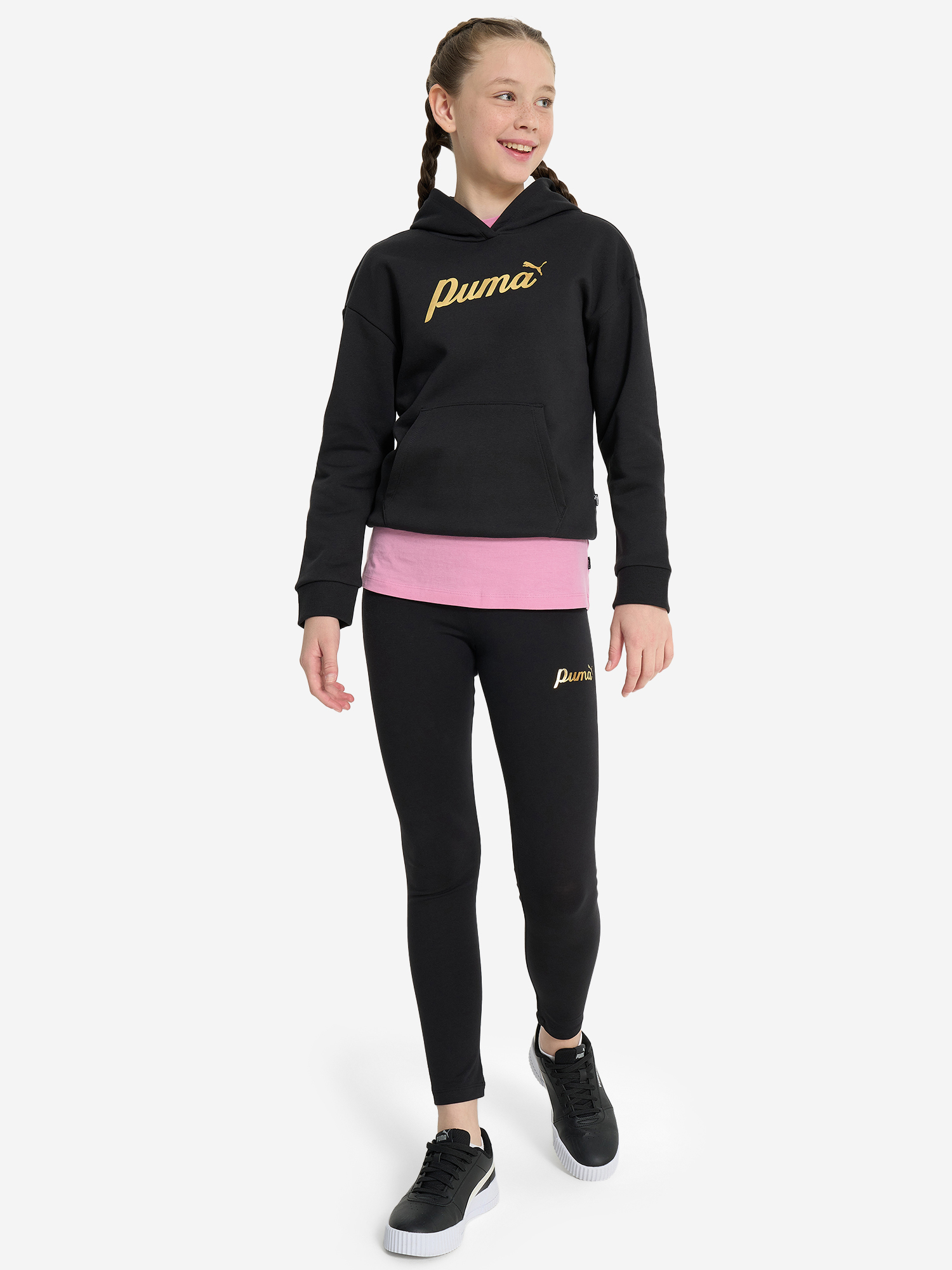 фото Худи для девочек puma ess+ block, черный