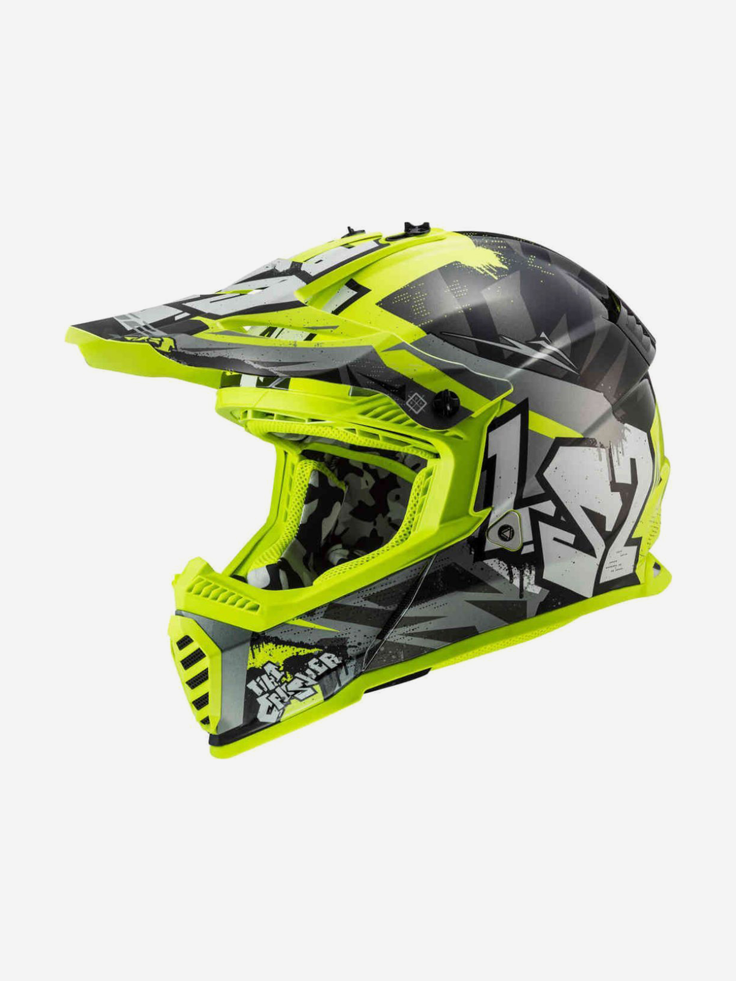 

Мотошлем LS2 MX437 FAST II MINI CRUSHER (черно-желтый глянцевый, Black/Yellow), Черный
