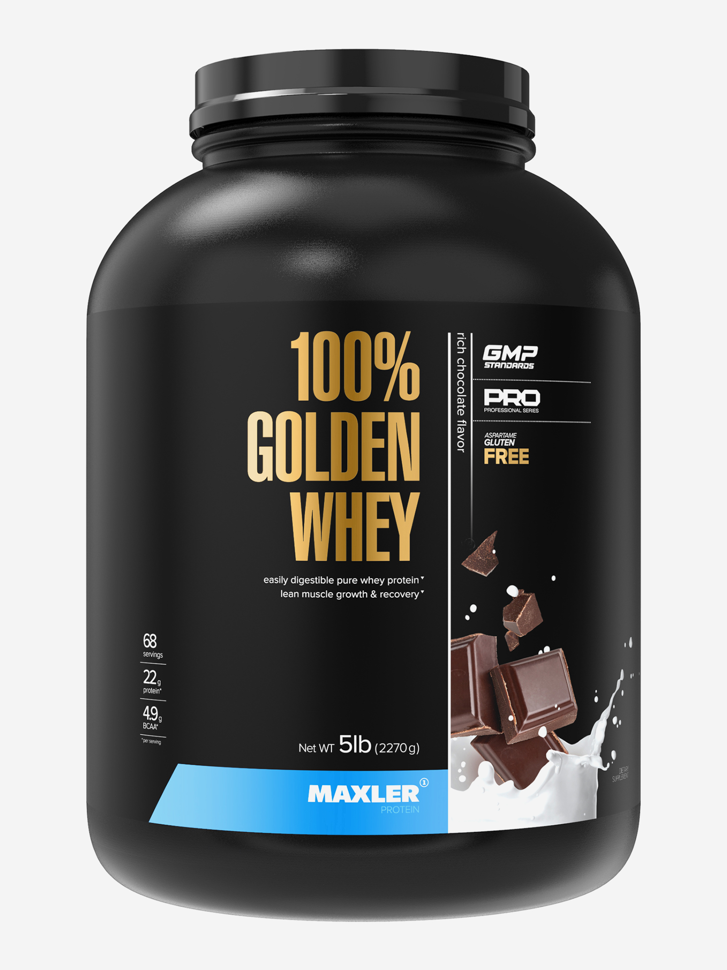 Изображение товара Протеин сывороточный Maxler, порошок, 2270 г - Насыщенный шоколад, Черный