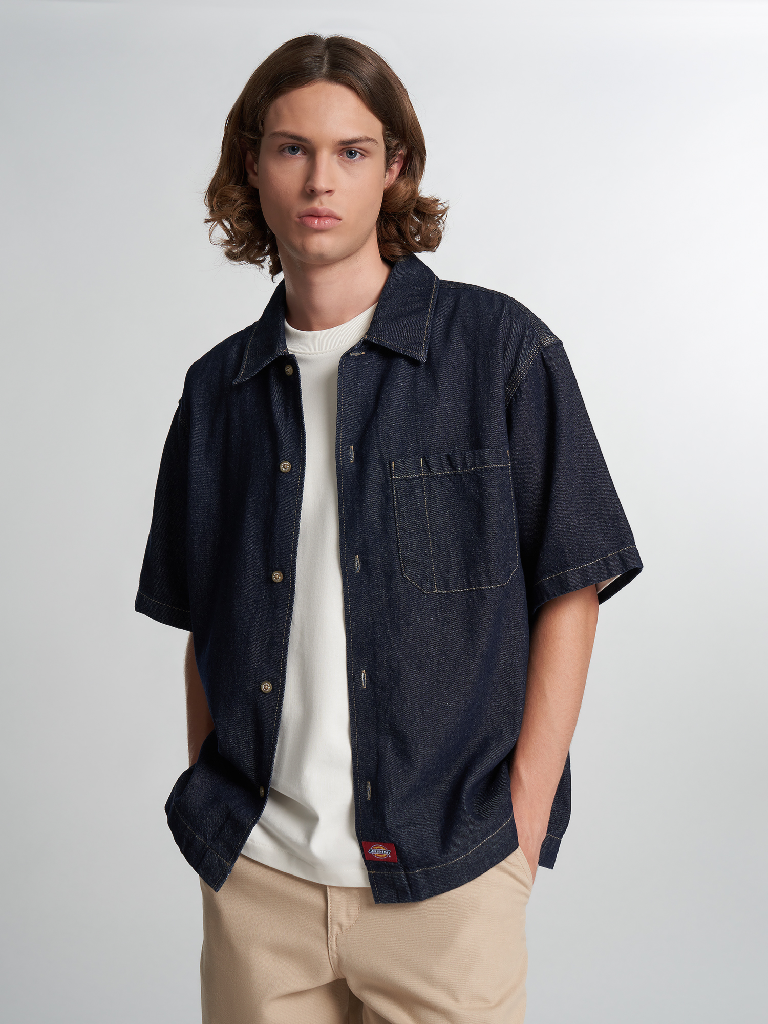 Рубашка с коротким рукавом мужская DICKIES Denim, Синий