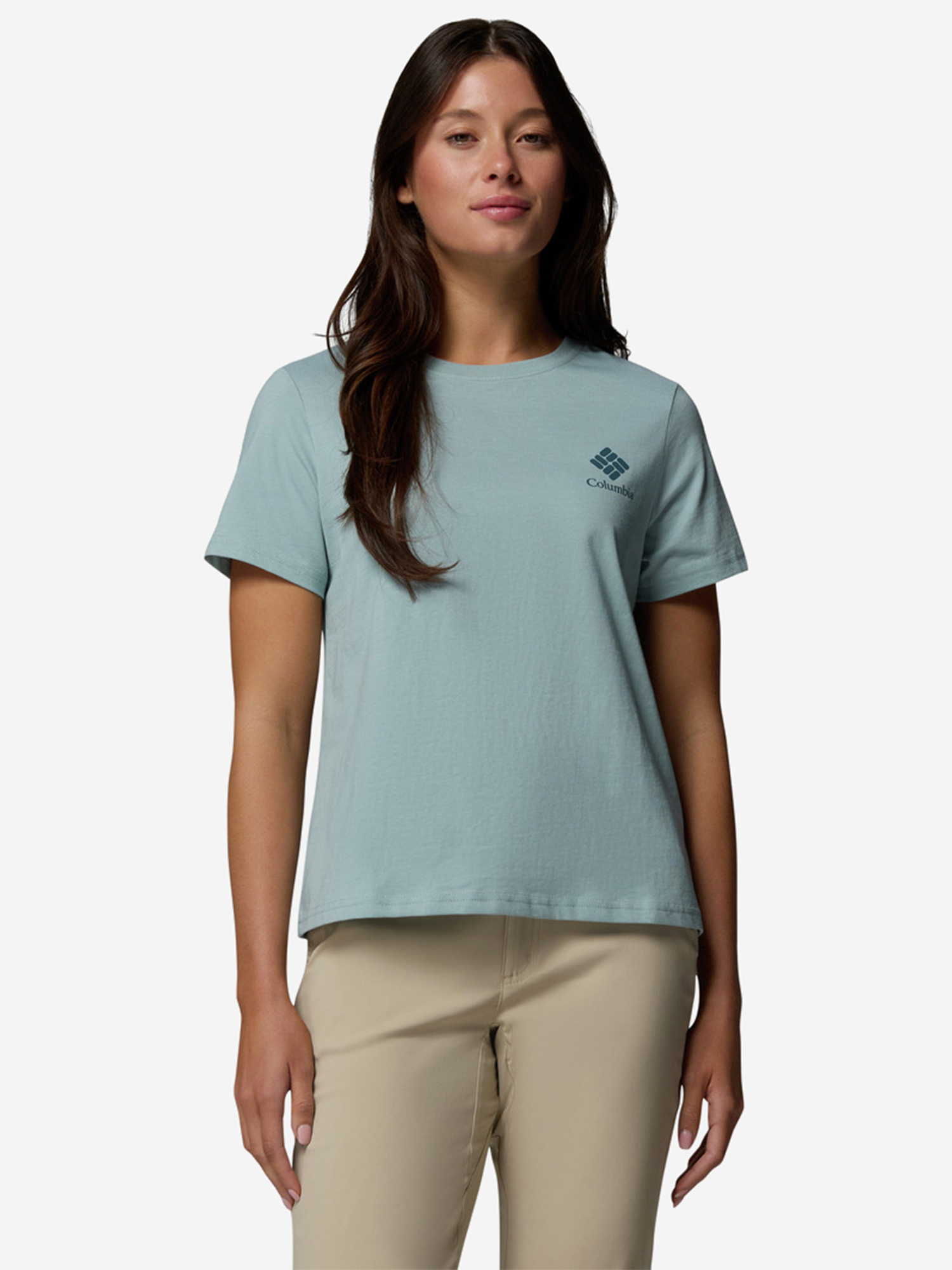 Изображение товара Женская футболка Columbia Rolling Bend Graphic SS из хлопка для активного отдыха