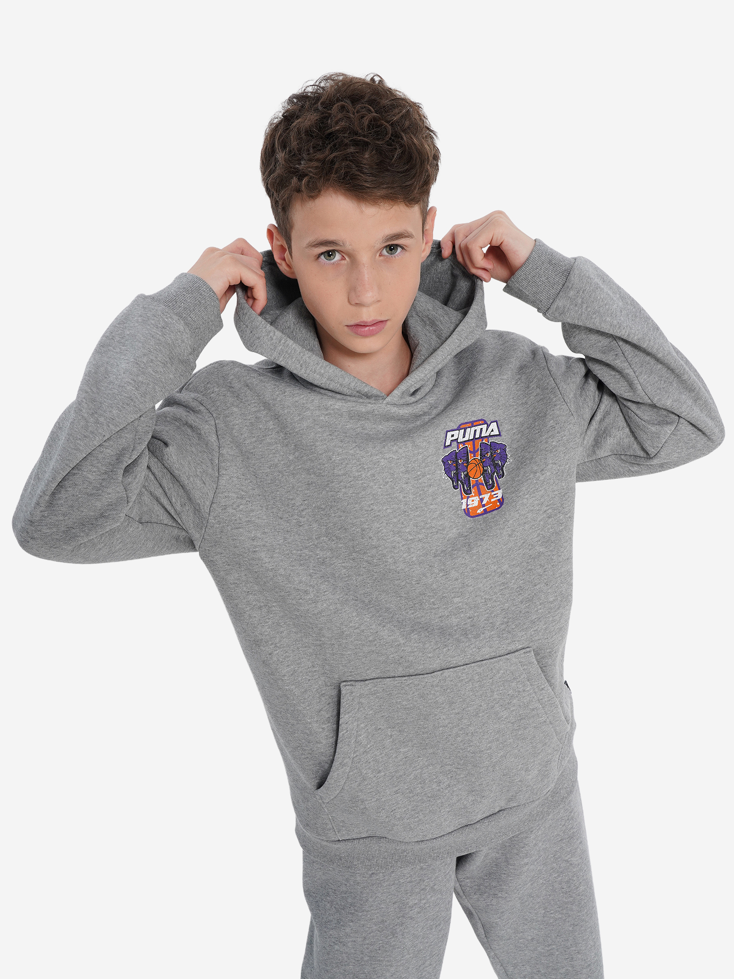 Худи для мальчиков PUMA Basketball Hoopstellations, серый, арт. 27730
