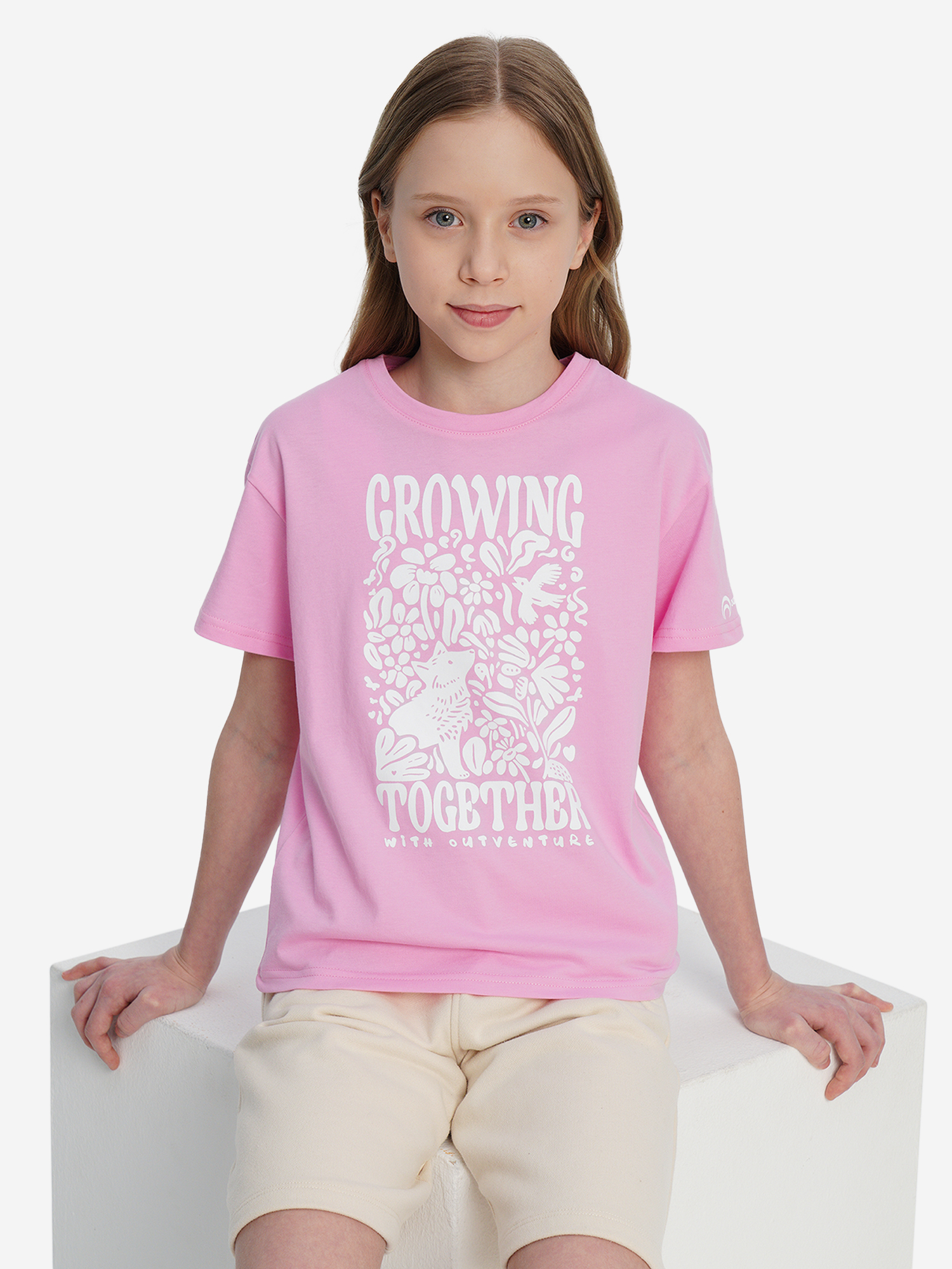 Изображение товара Футболка для девочек Outventure с рисунком из натурального хлопка