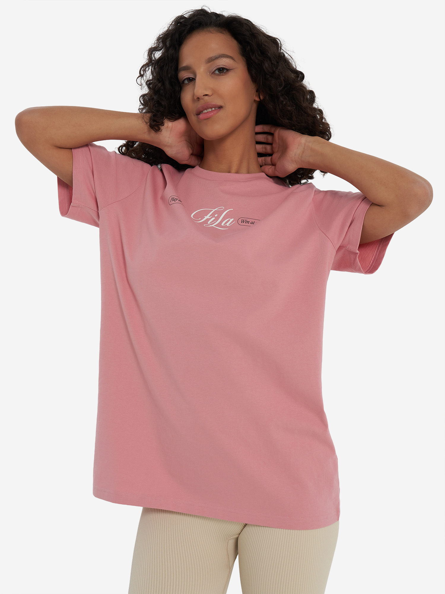 Изображение товара Женская футболка FILA оверсайз с логотипом натуральный хлопок