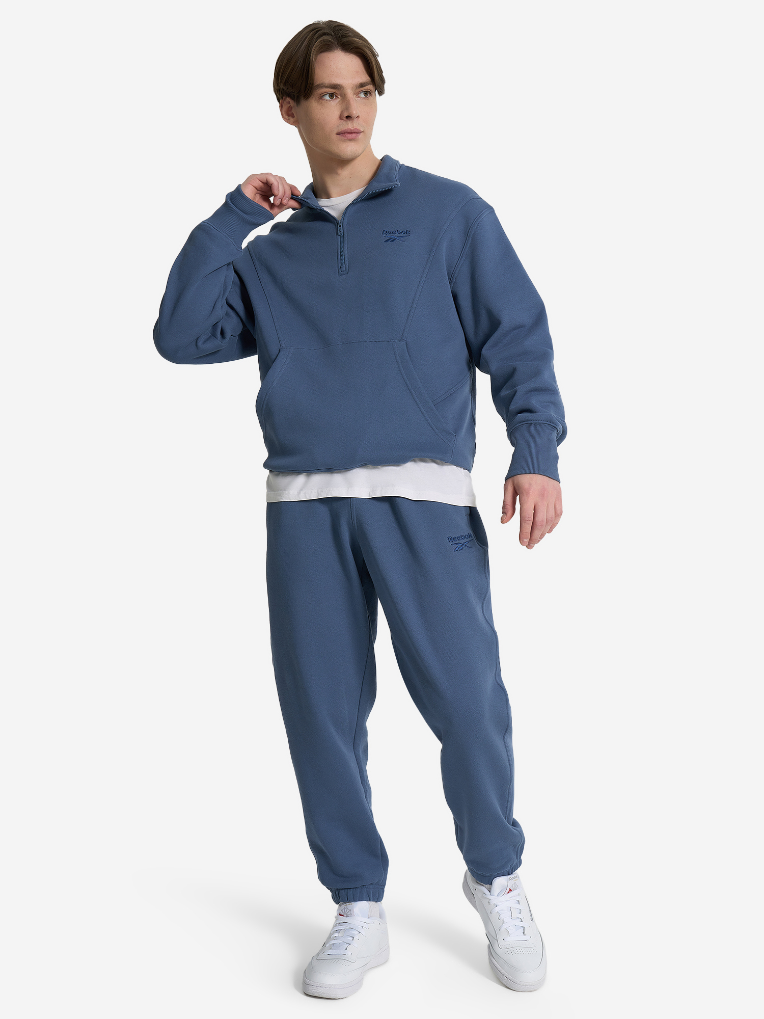фото Толстовка мужская reebok icon elements quarter, синий