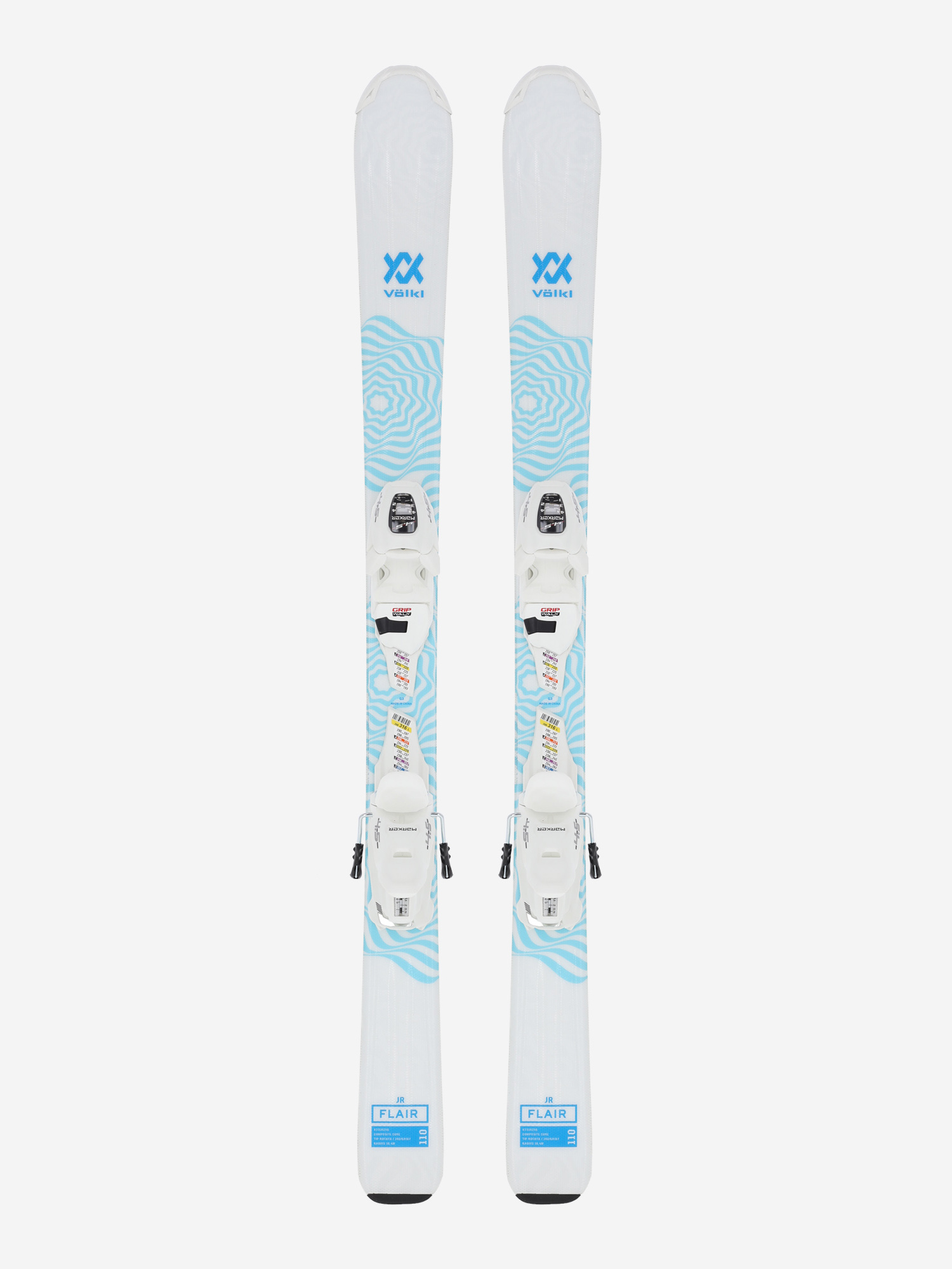  Горные лыжи детские Volkl Flair + крепления 4.5 vMotion, Белый