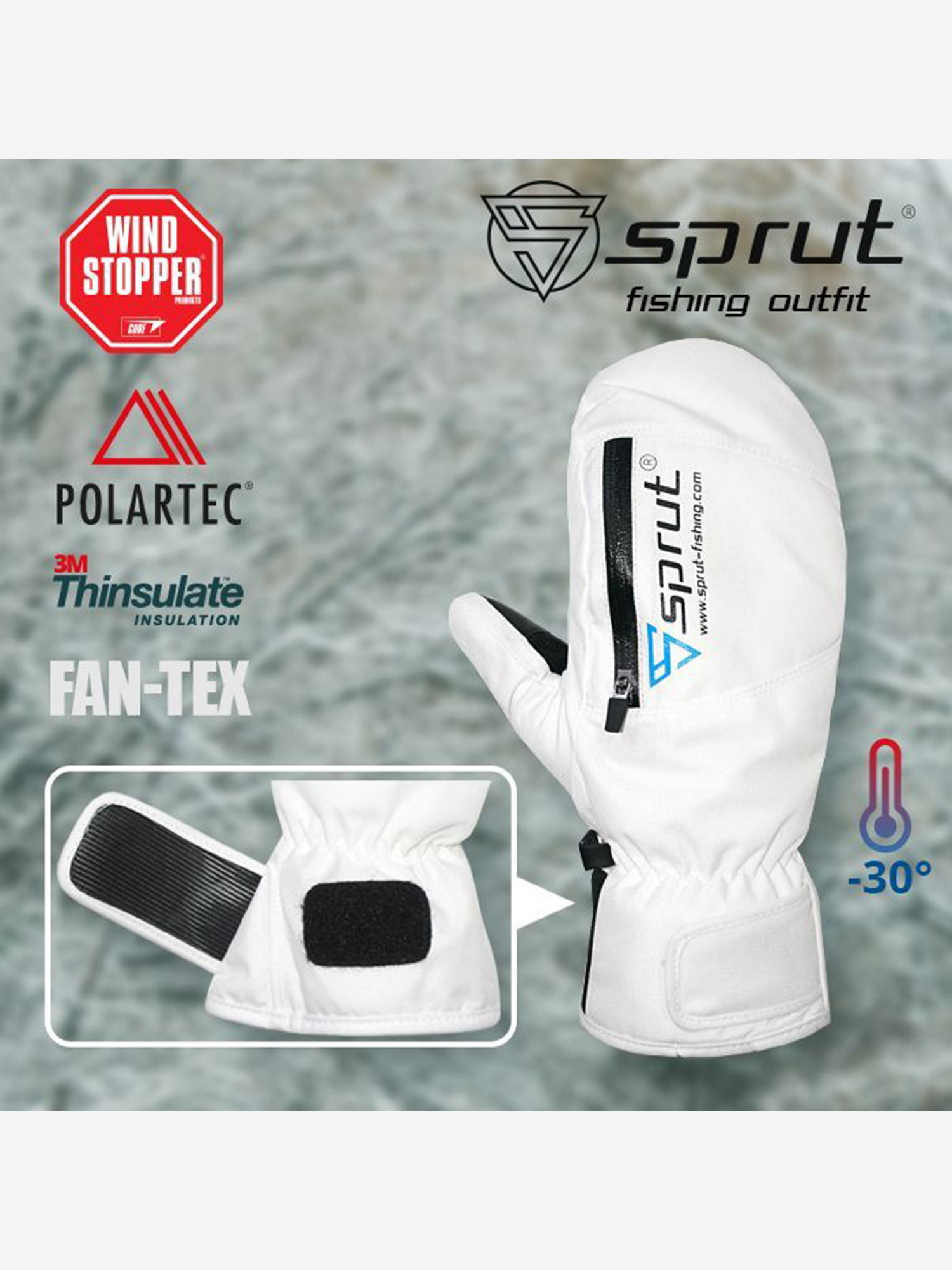 Изображение товара Варежки Sprut Thermal WS Mittens для рыбалки и охоты демисезонные
