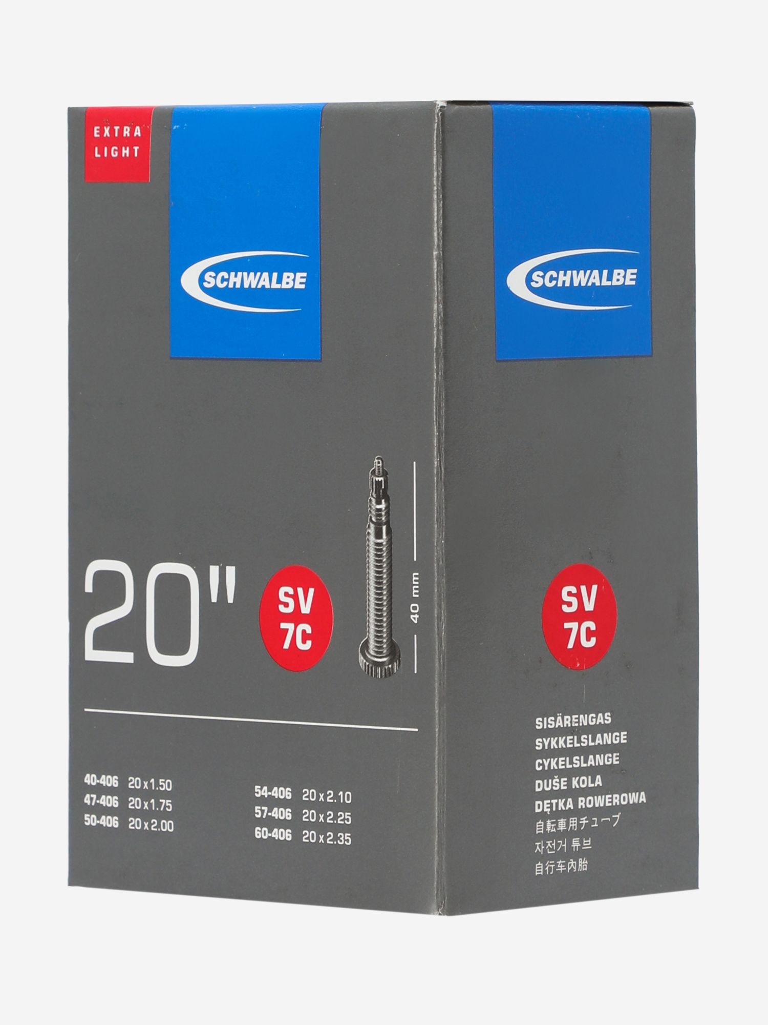 

Камера Schwalbe SV7C Extra Light 20'' велониппель, Черный