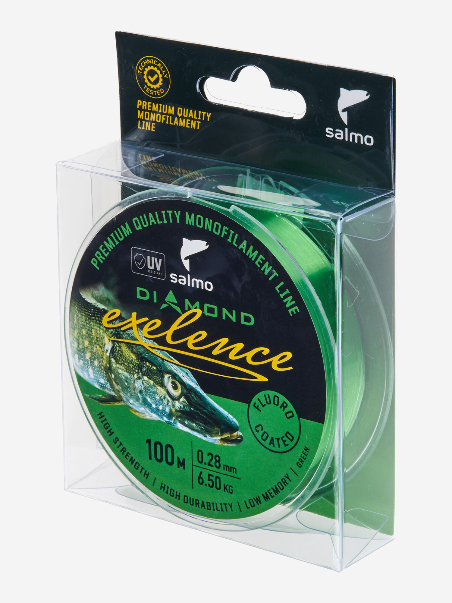 Изображение товара Леска флюорокарбон для летней рыбалки Salmo Diamond EXELENCE FLUORO COATED Green длина 100 м, диаметр 0,28 мм, Зеленый
