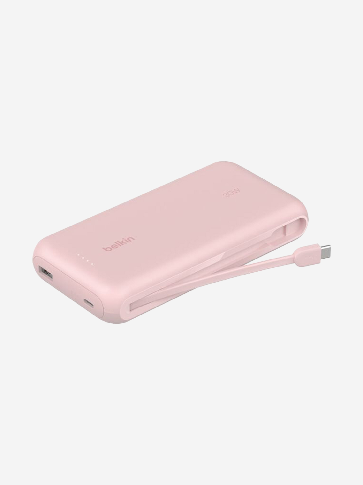 Изображение товара Внешний аккумулятор Belkin BoostСharge Power Bank 20000mAh 30W со встроенным кабелем USB-C, Розовый Изображение товара Внешний аккумулятор Belkin BoostСharge Power Bank 20000mAh 30W со встроенным кабелем USB-C, Розовый