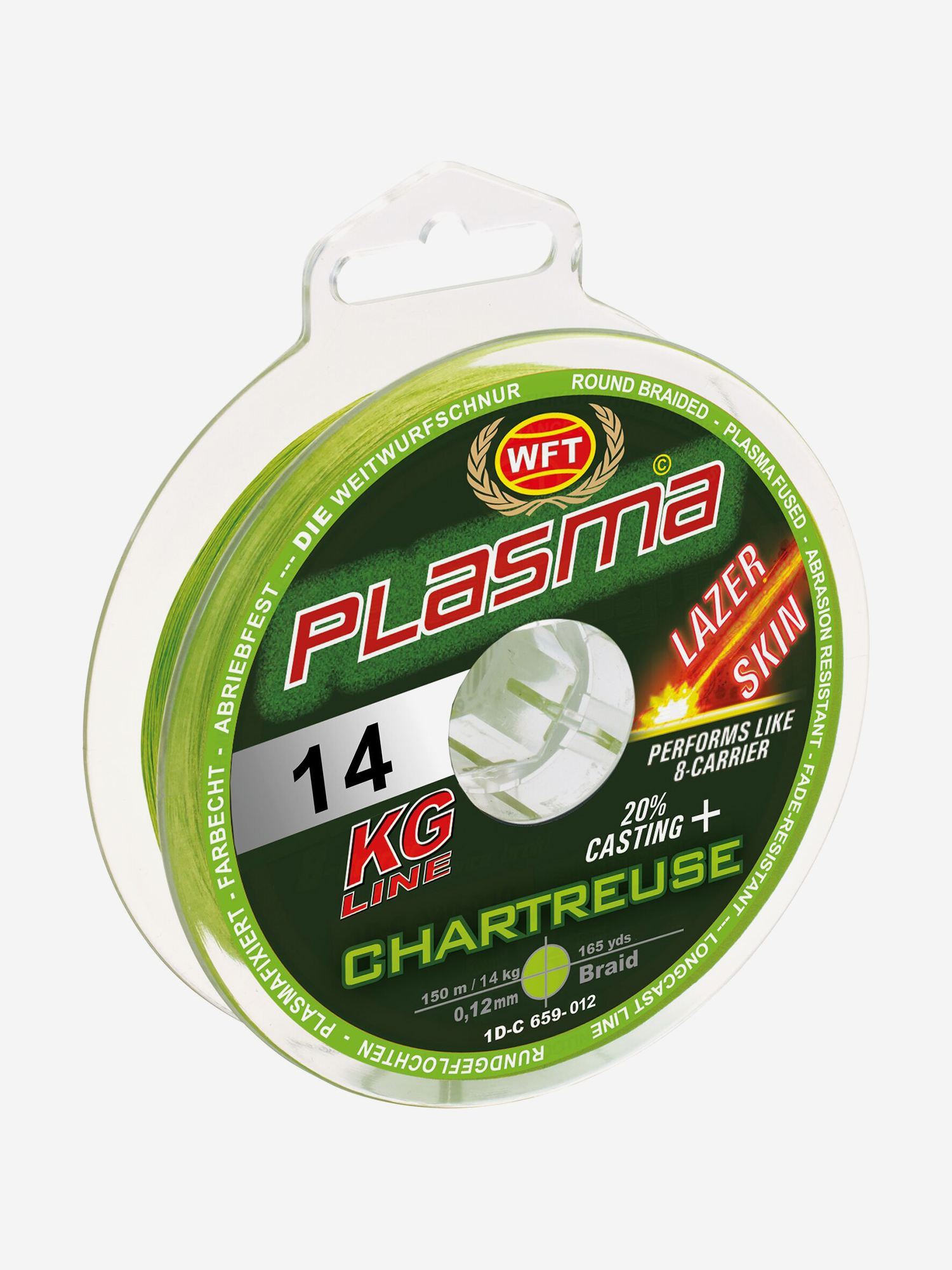 

Шнур плетеный WFT KG PLASMA LAZER SKIN Chartreuse 150/012, Зеленый