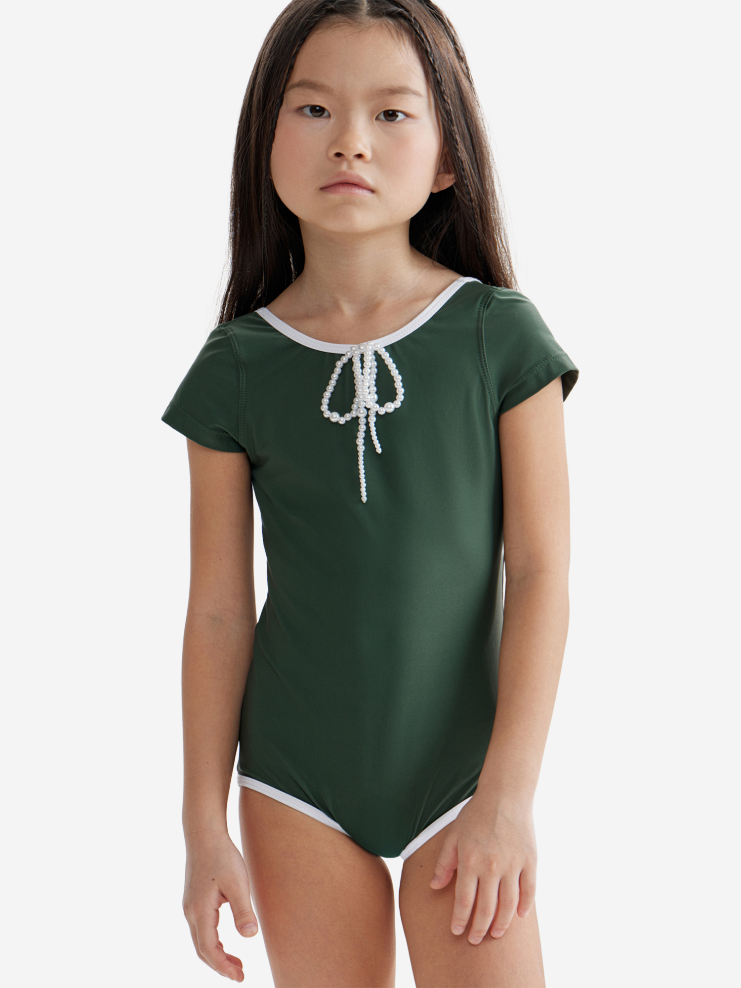 Изображение товара Купальник для девочек HAPPY BABY зеленый летний спортивный пляжный