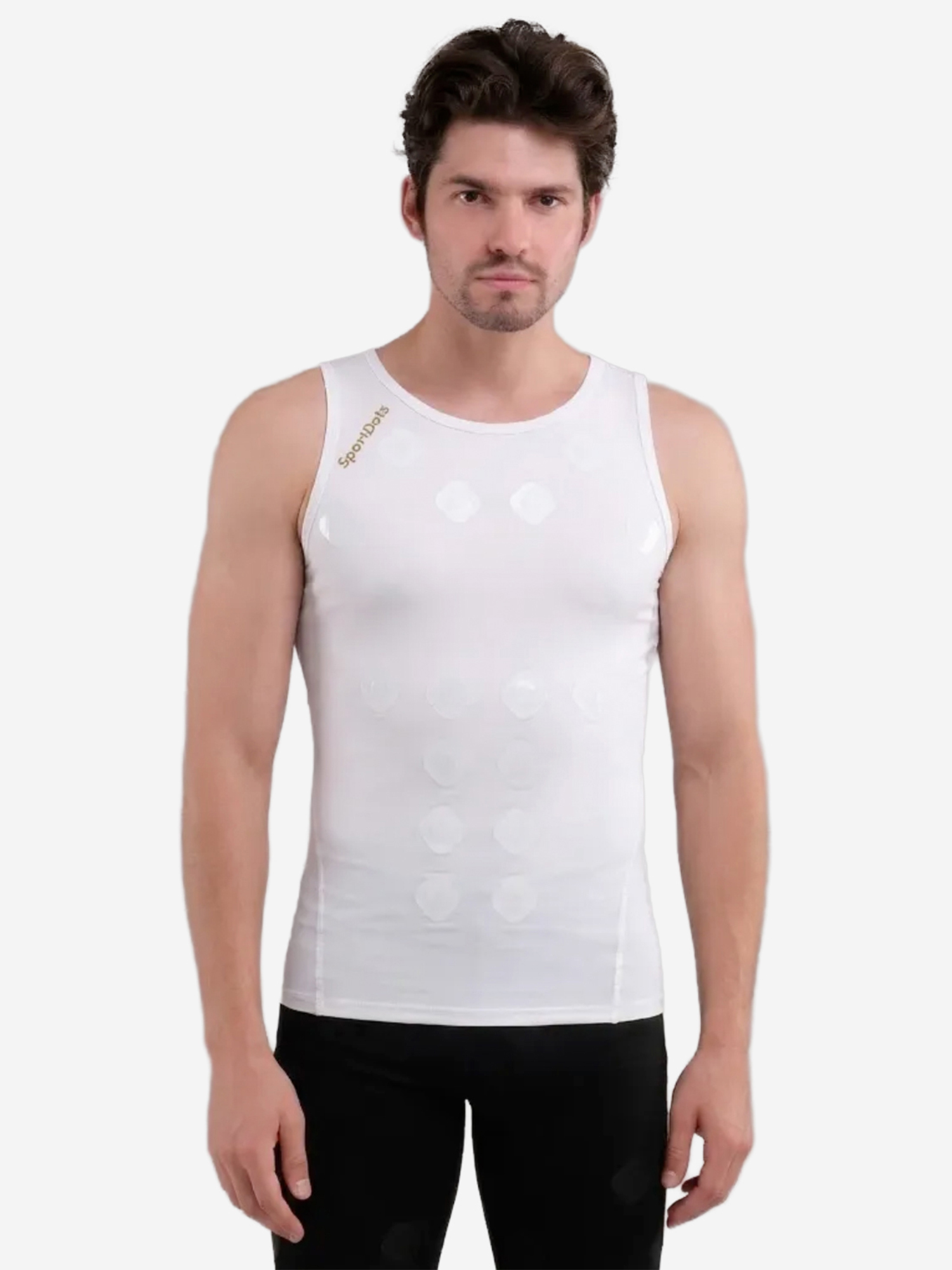 Изображение товара Компрессионная футболка без рукавов-суппорт спины SportDots, мужская, TOP-M-WT Изображение товара Компрессионная футболка без рукавов-суппорт спины SportDots, мужская, TOP-M-WT