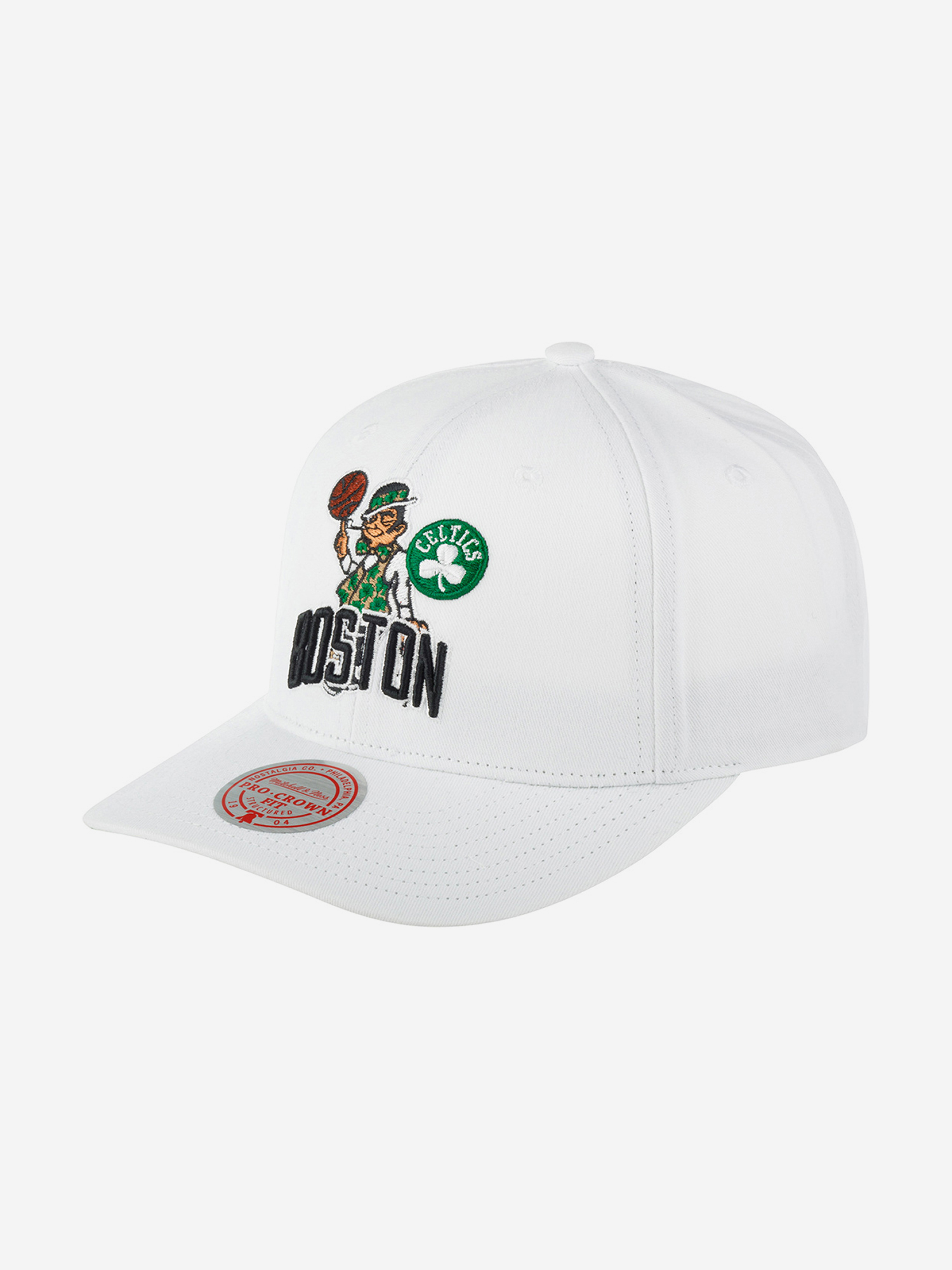 Бейсболка MITCHELL NESS HHSS5717-BCEYYPPPWHIT Boston Celtics NBA (белый), Белый бейсболка с прямым козырьком mitchell ness hhss5742 bceyypppwhit boston celtics nba белый белый