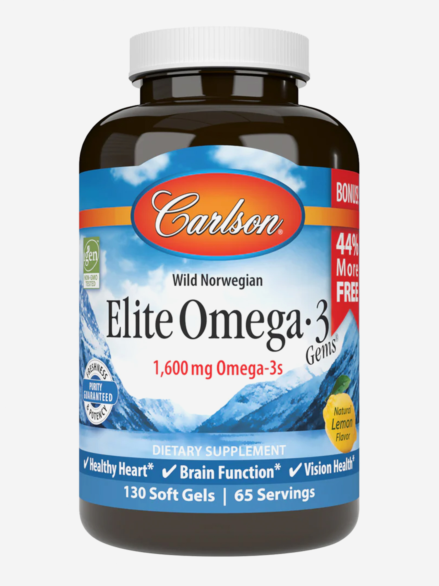 Изображение товара Омега-3, Carlson, 1600 мг, 130 капсул, Белый