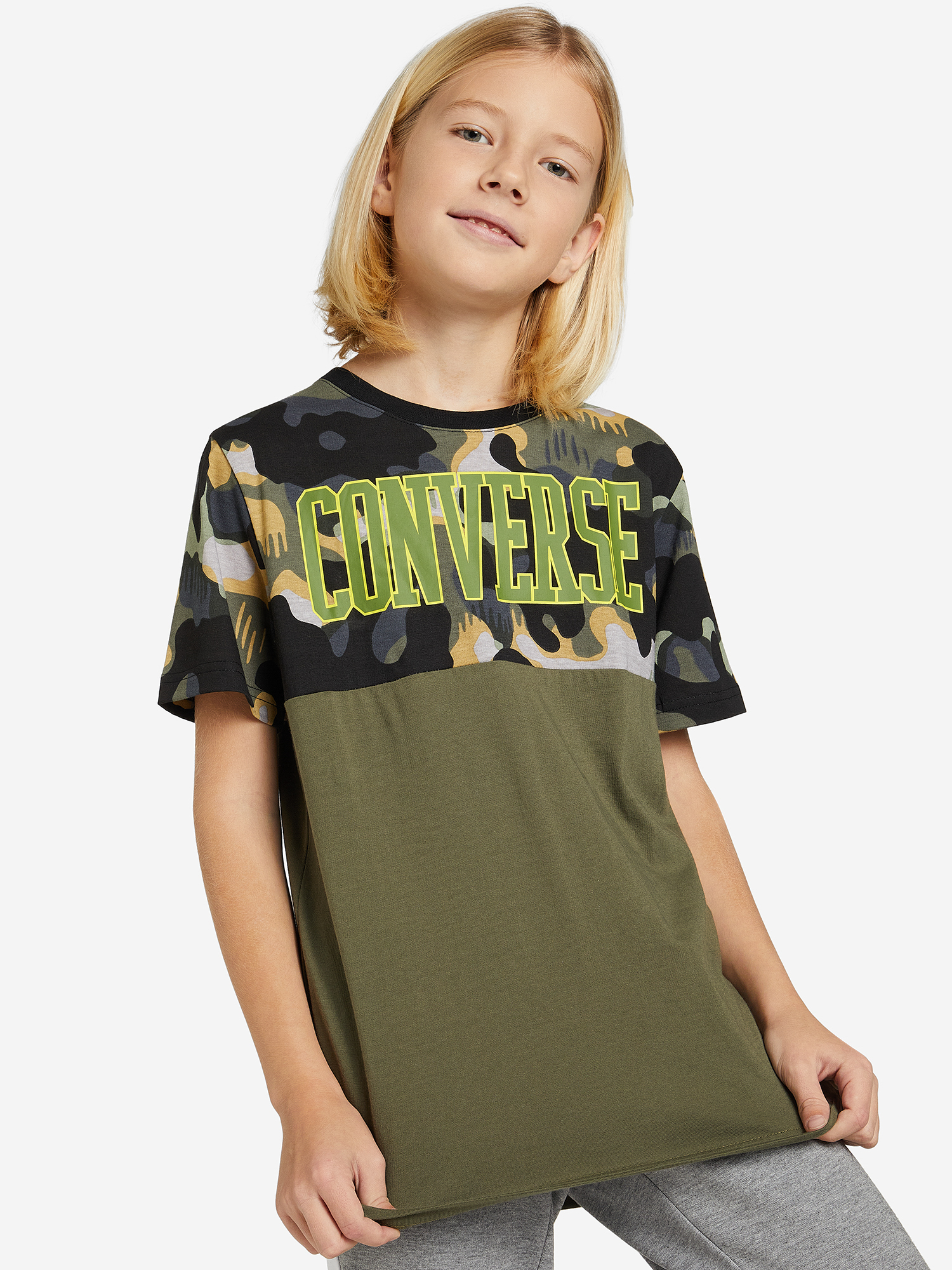 Футболка для мальчиков Converse Blocked Camo, Зеленый