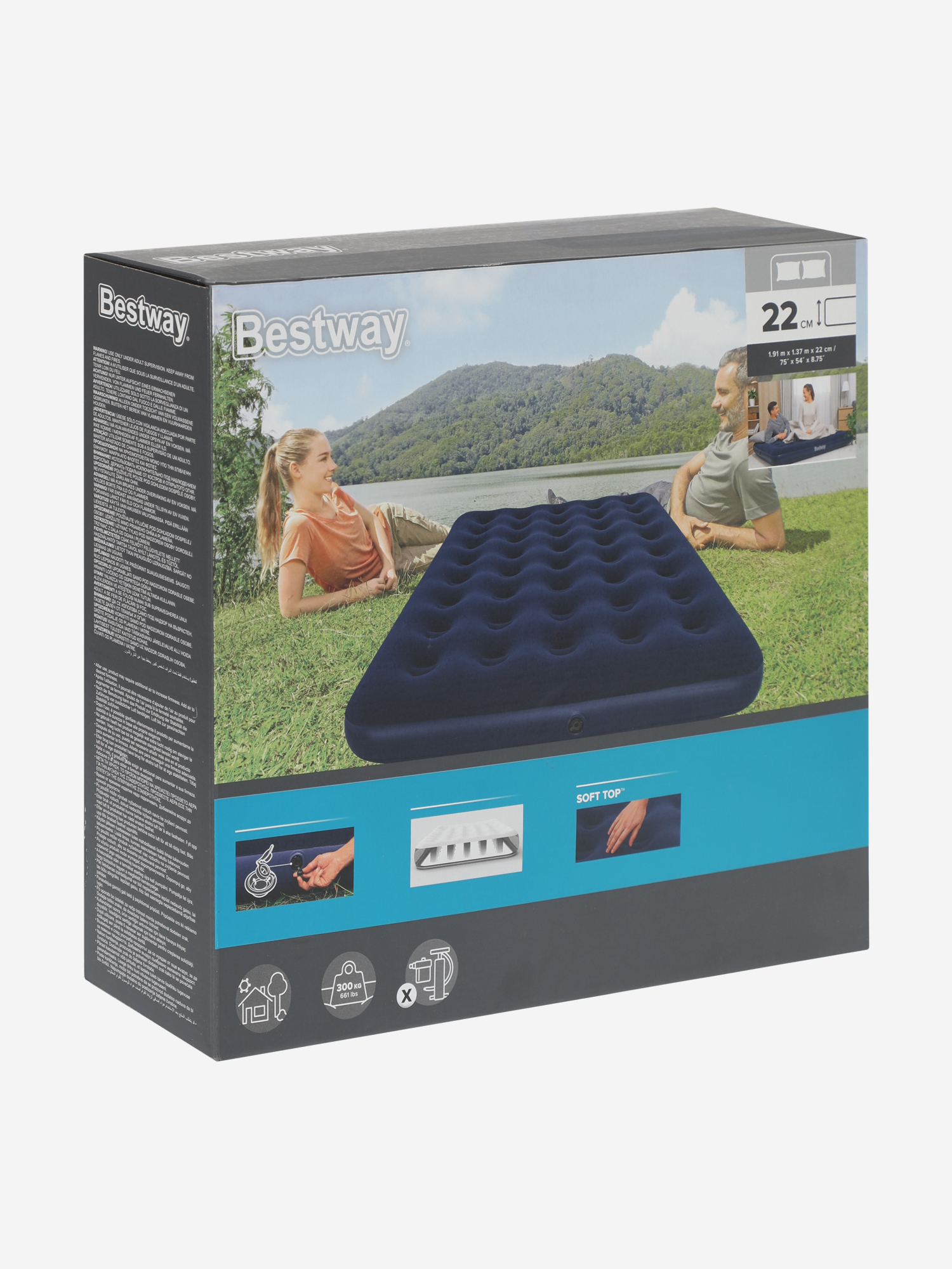 Матрас надувной Bestway 137 x 191 x 22 см, Синий