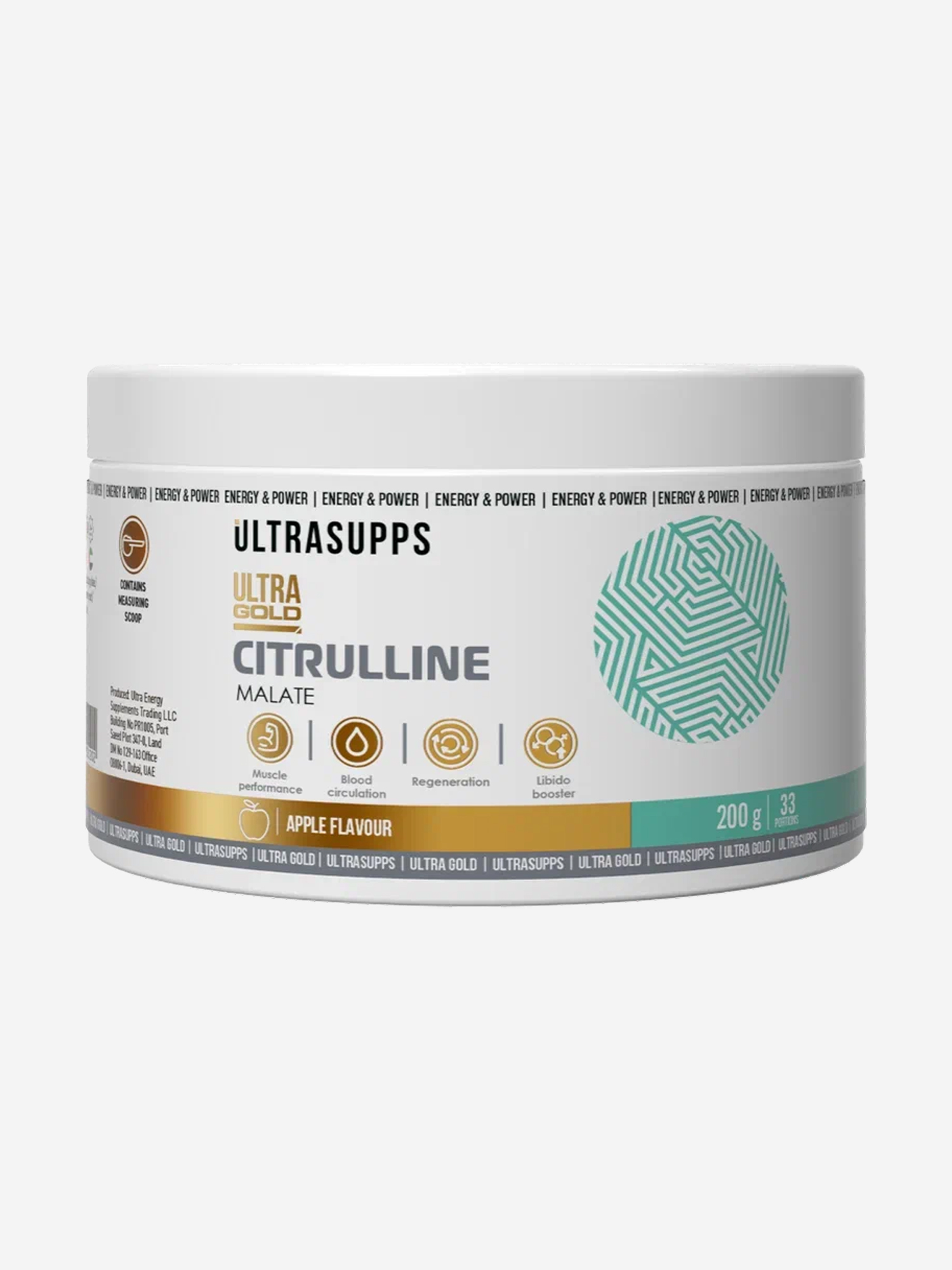 

Цитруллин Ultrasupps Ultra Gold "Яблоко", 200 г, Белый