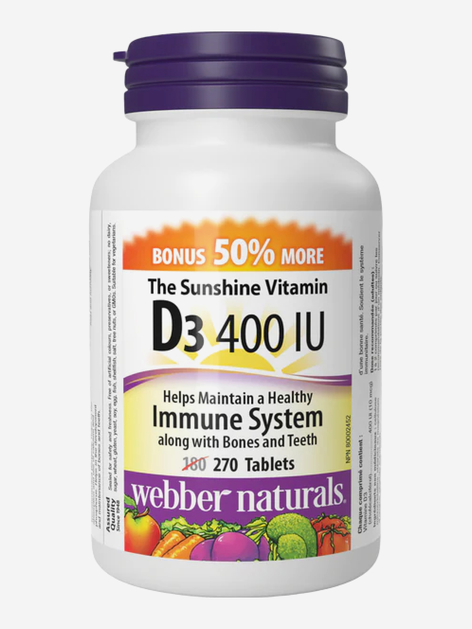 Изображение товара Витамин Д3 Солнечный Webber Naturals, 400 МЕ, 270 таб. Изображение товара Витамин Д3 Солнечный Webber Naturals, 400 МЕ, 270 таб.