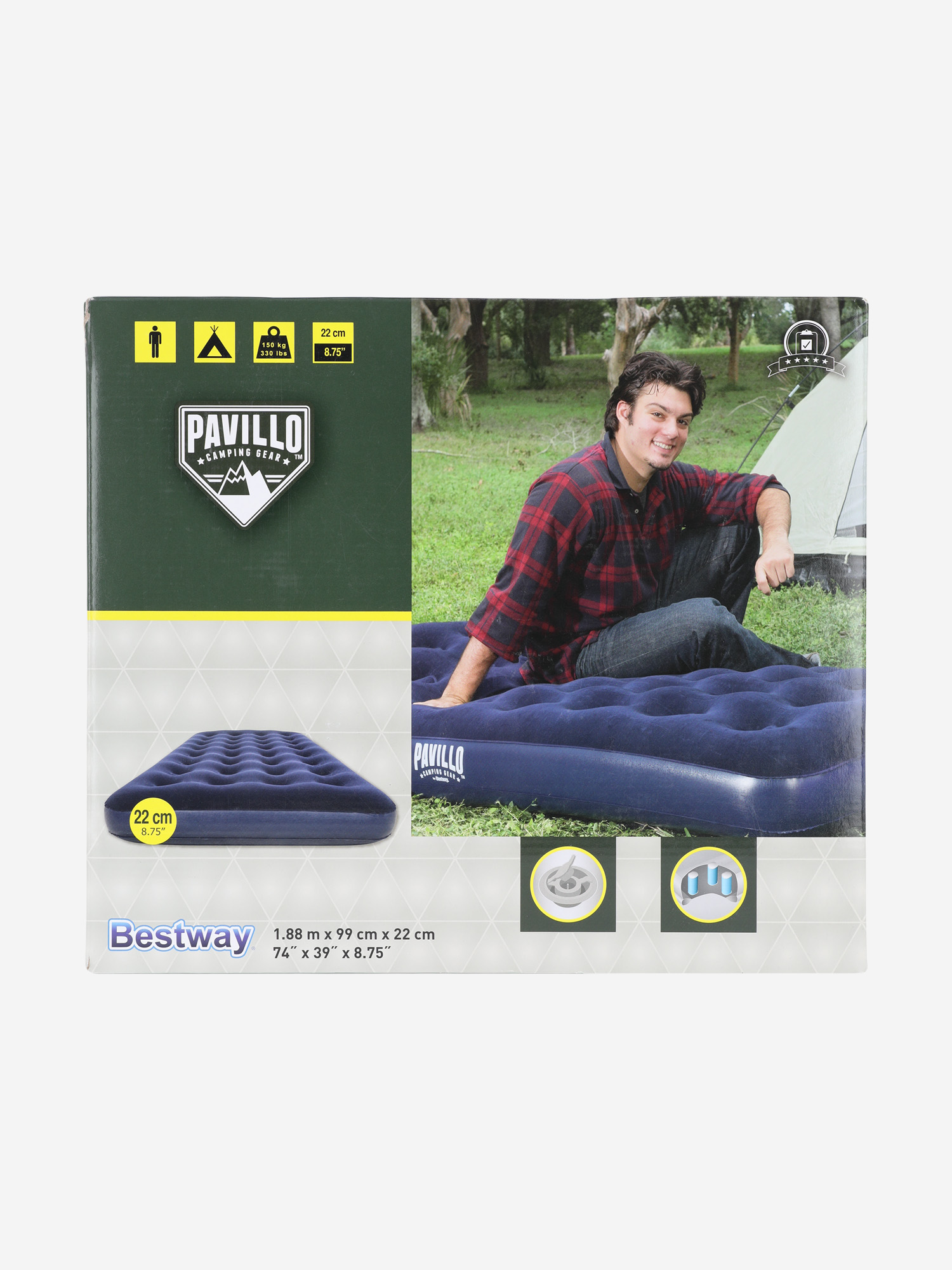 фото Матрас надувной bestway, 188 х99 см, синий