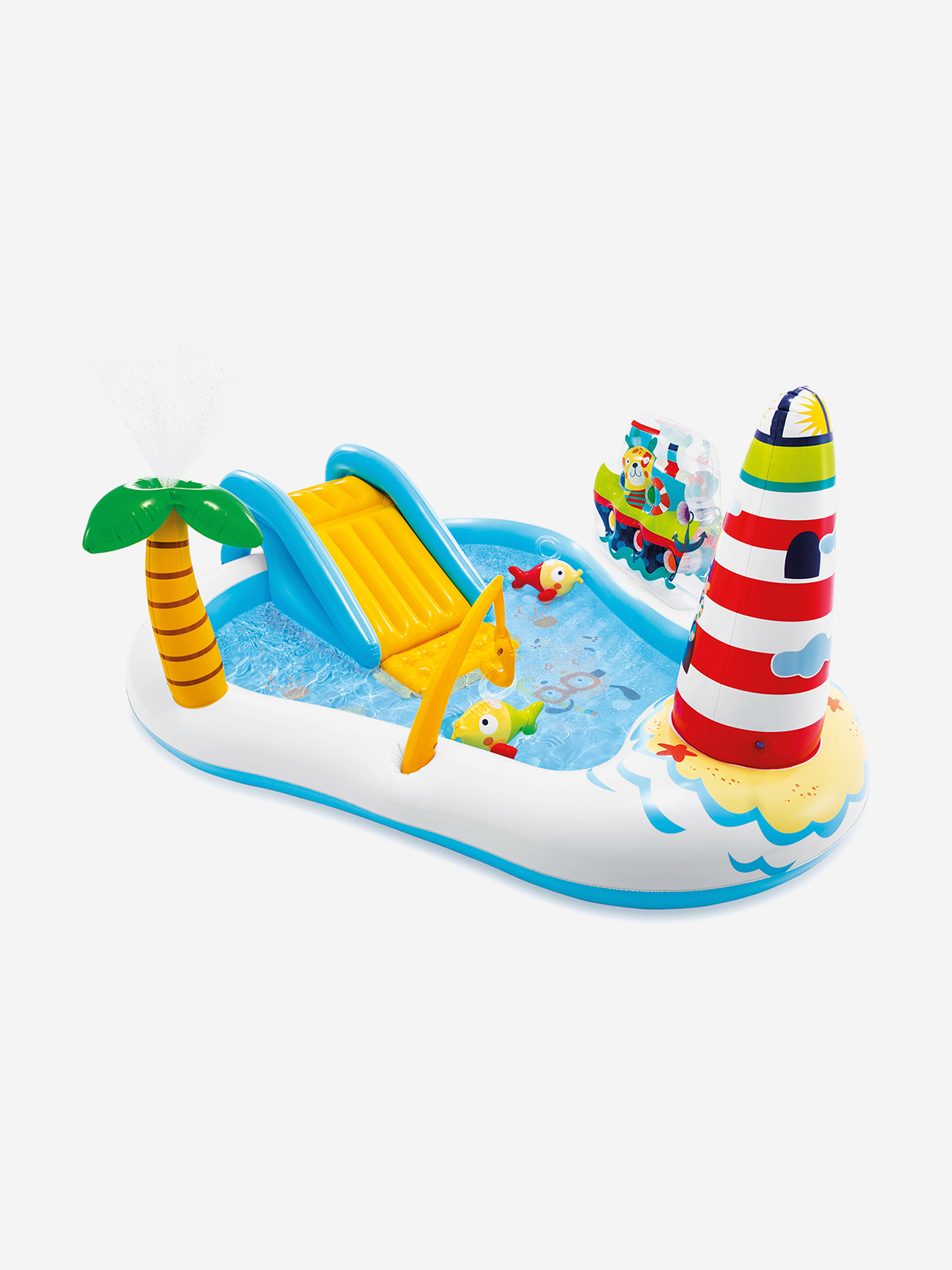 

Игровой центр Intex 57162NP "Веселая рыбалка" с разбрызгивателем ,горкой и игрушками, 218х188х99см 182л, Мультицвет